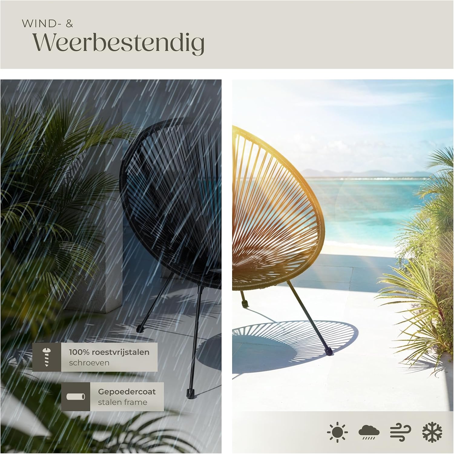 Thumbnail 6 de tectake 404410 Santana bistroset met 2 Acapulco-stoelen en tafel, zwart