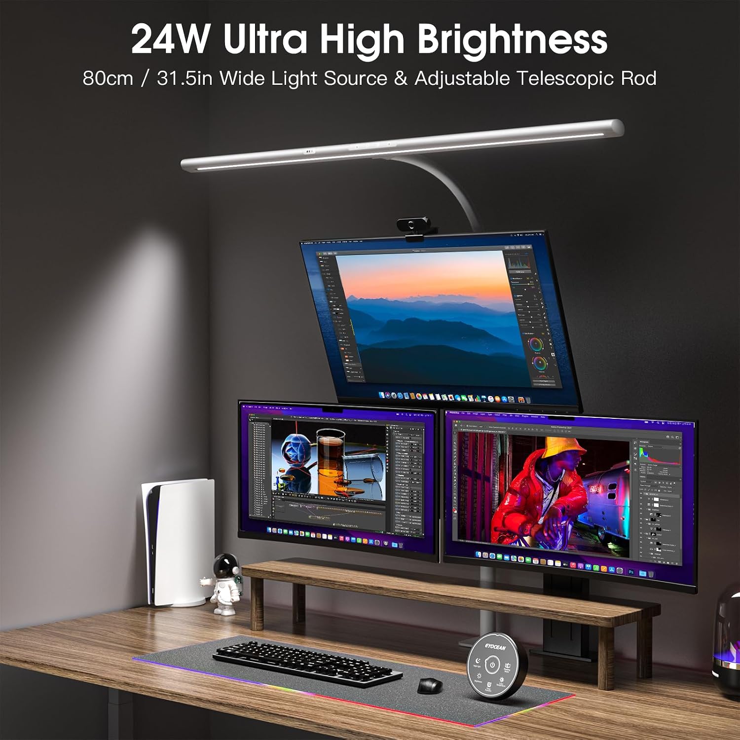 Thumbnail 1 de EYOCEAN LED-Schreibtischlampe 24W, 80 cm mit Gestensteuerung & Fernbedienung