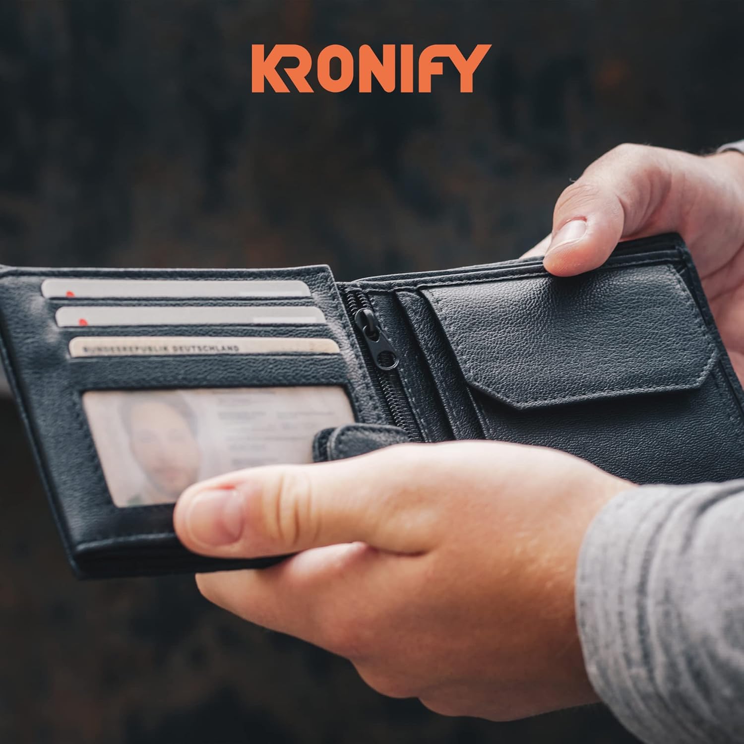 Detalle 1 de KRONIFY Leder Geldbörse Herren I RFID Schutz 13 Karten