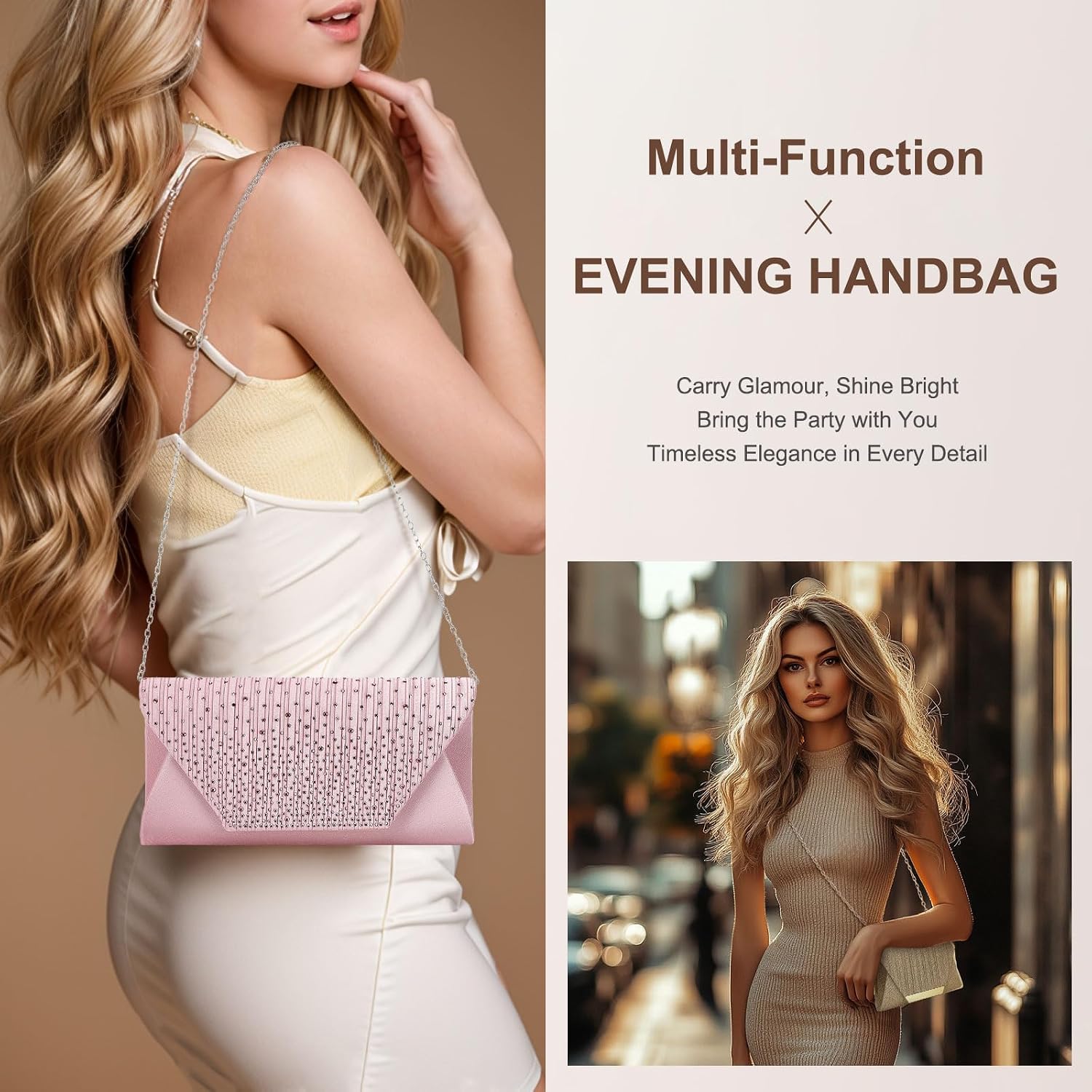 Thumbnail 5 de DTGN Evening Clutch Apricot Rhinestone