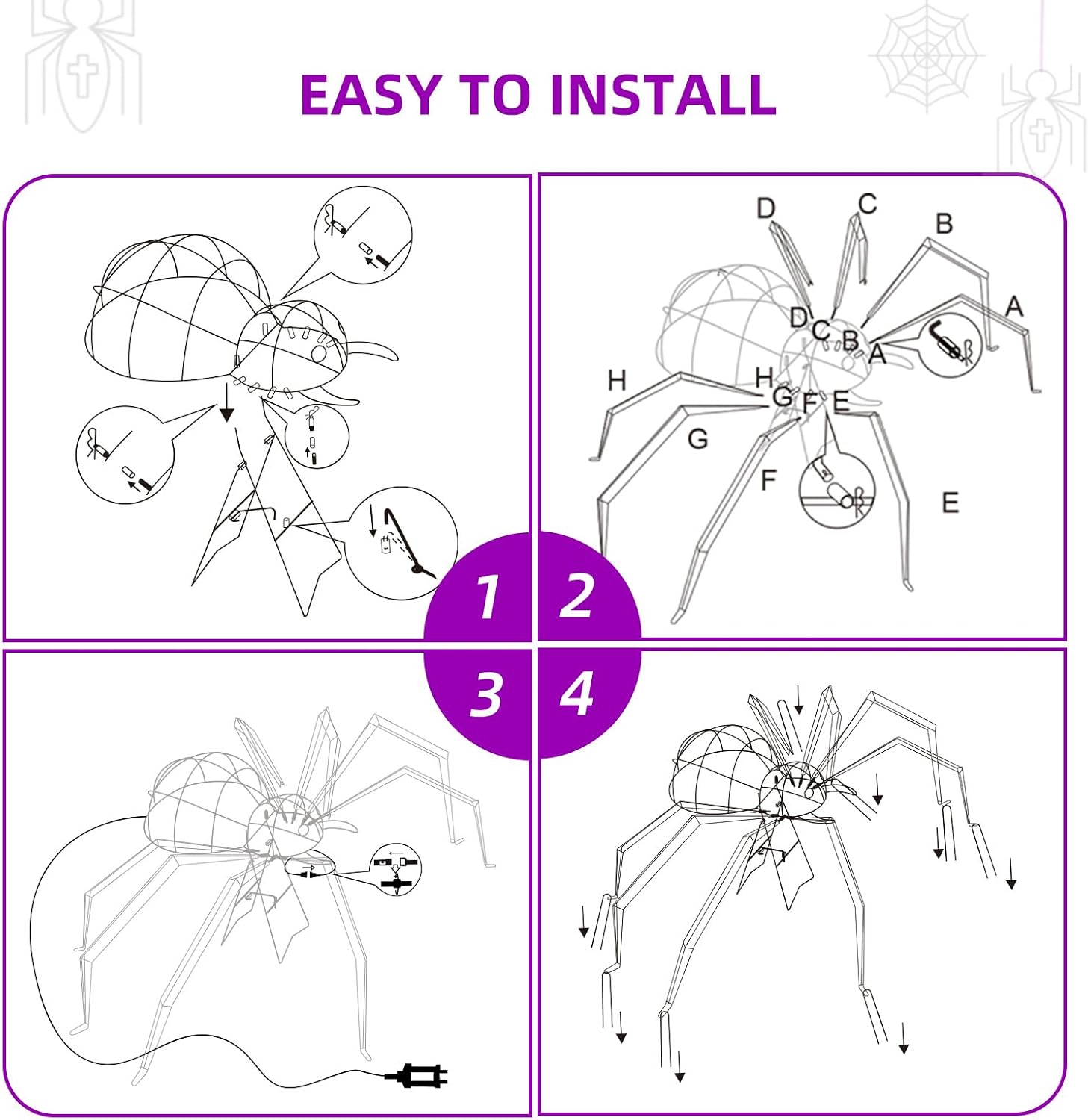 Detalle 2 de HOYECHI light-up spider with 90 LED lights