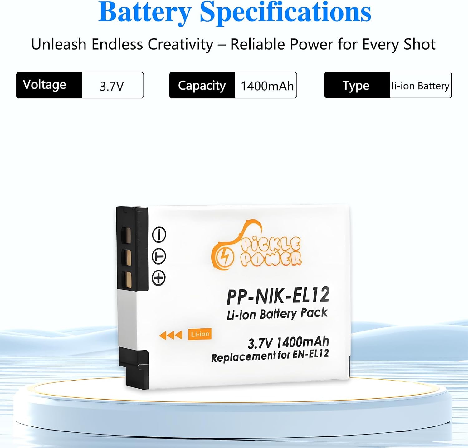Detalle de Pickle Power EN-EL12 2-Pack Battery with Charger for Nikon Cameras