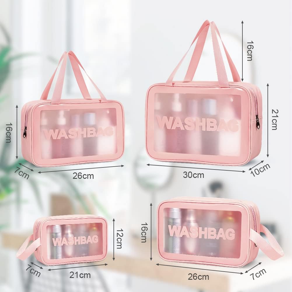 Detalle 2 de Aucuu Reise-Kulturbeutel Set (4-teilig) – transparente Kosmetiktaschen mit Organizer & wasserdichtem Flüssigkeitsbeutel