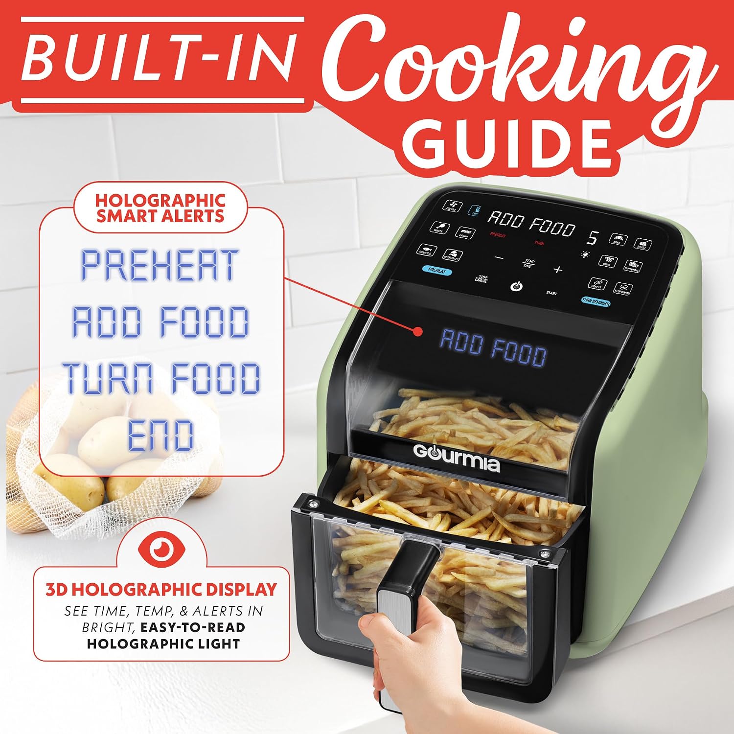 Thumbnail 5 de Gourmia Air Fryer 7 QT with Panoramic Window