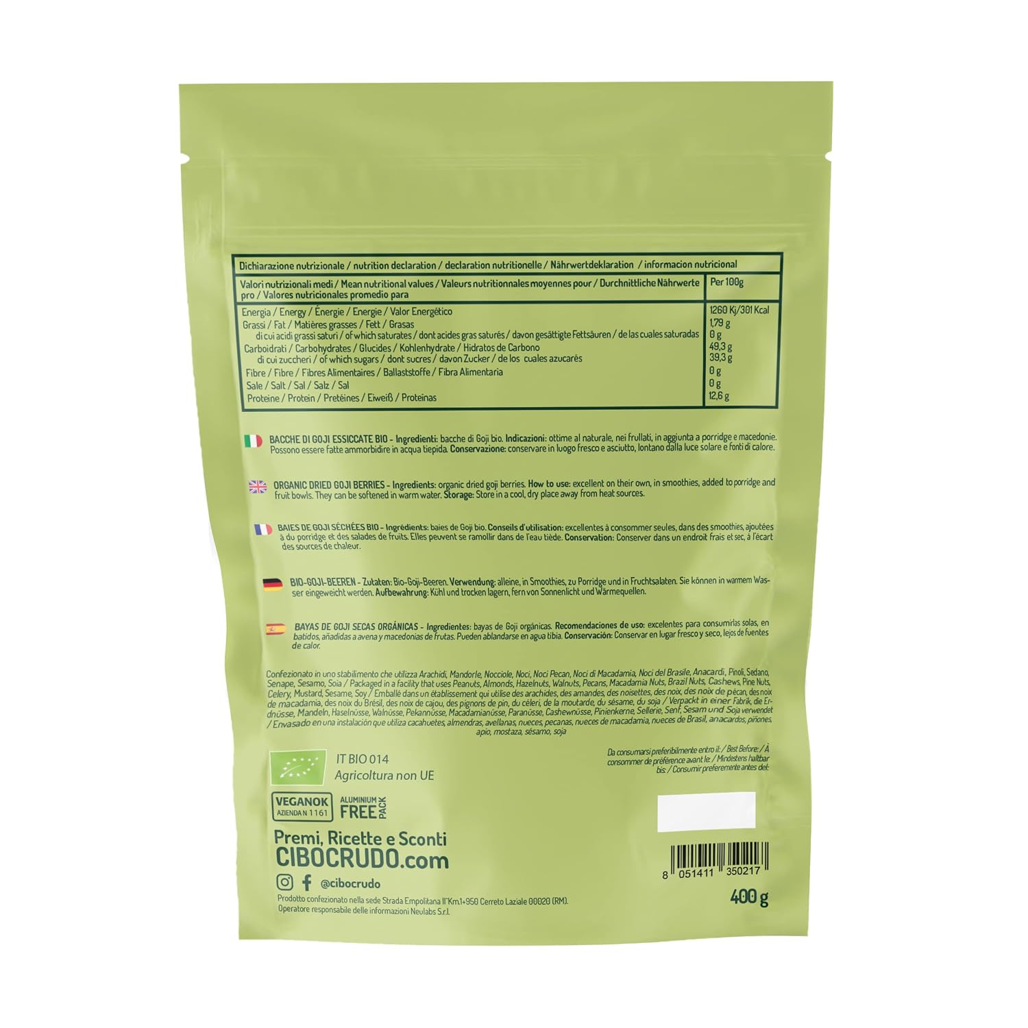 Detalle de Roh Goji Beeren Bio Ungeschwefelt – Premium 400 g: Natürliche Powernahrung aus biologischem Anbau