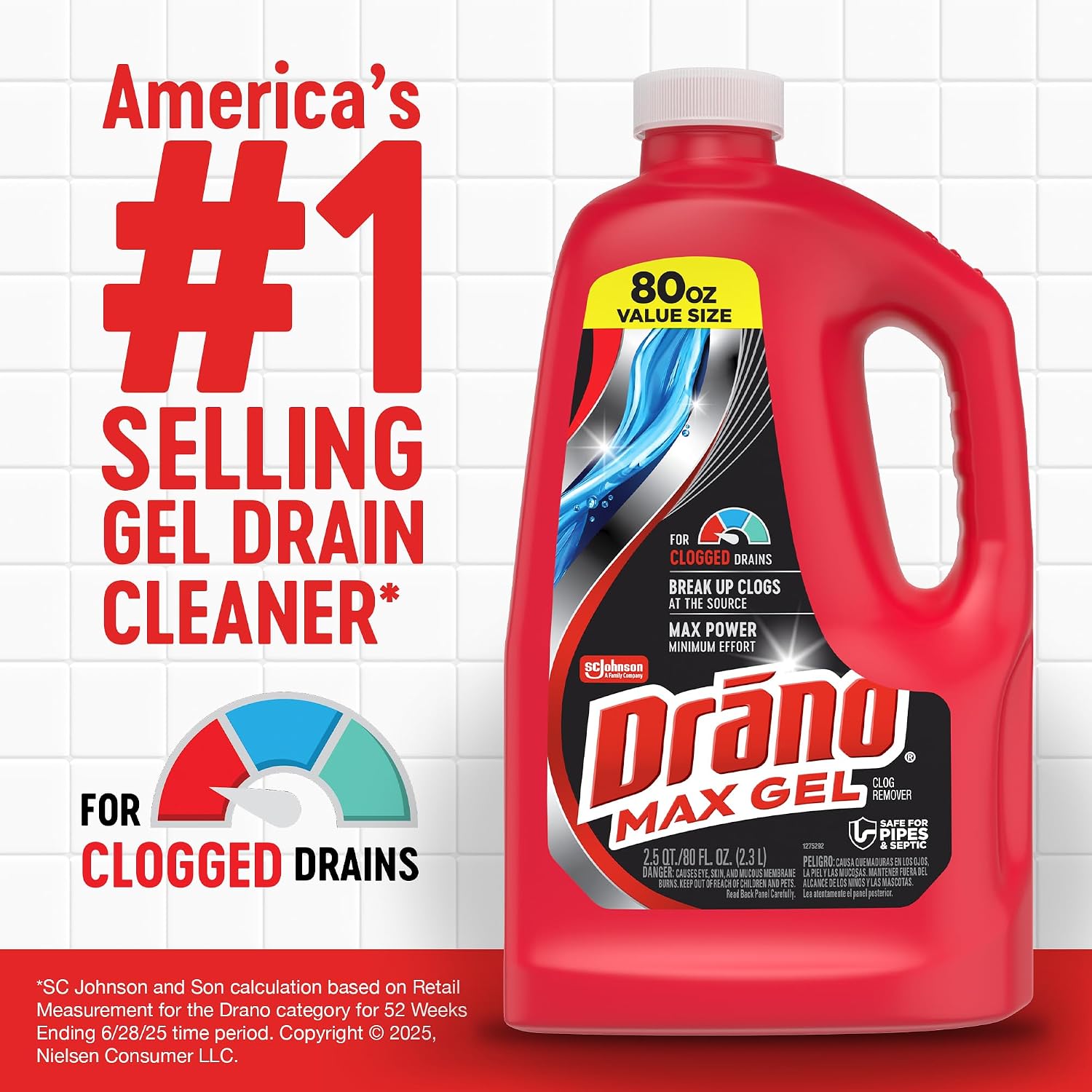 Detalle de Drano Max Gel Drain Clog Remover & Cleaner (80 Oz, 2 Pack)