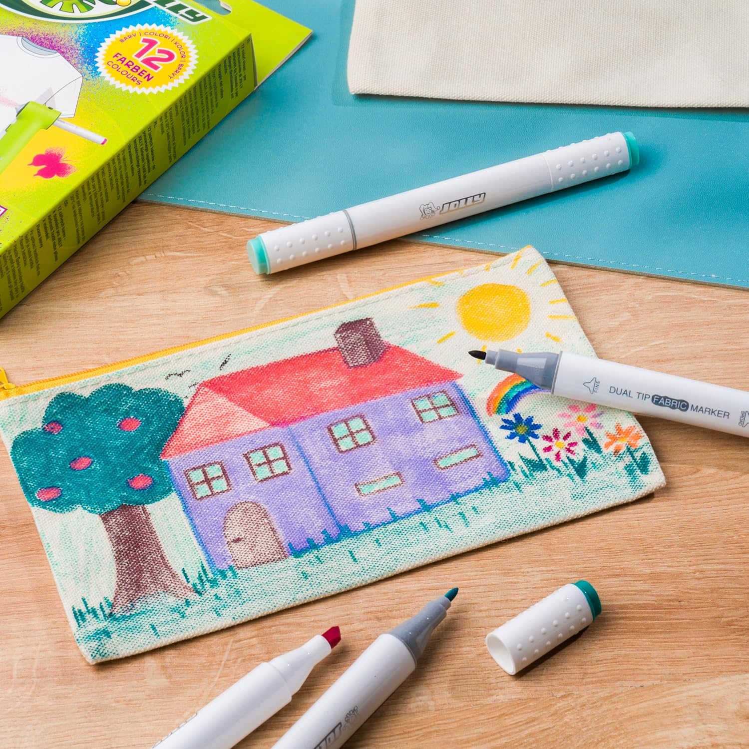 Thumbnail 2 de JOLLY Marcador textil 12 colores, punta gruesa y fina 🎨