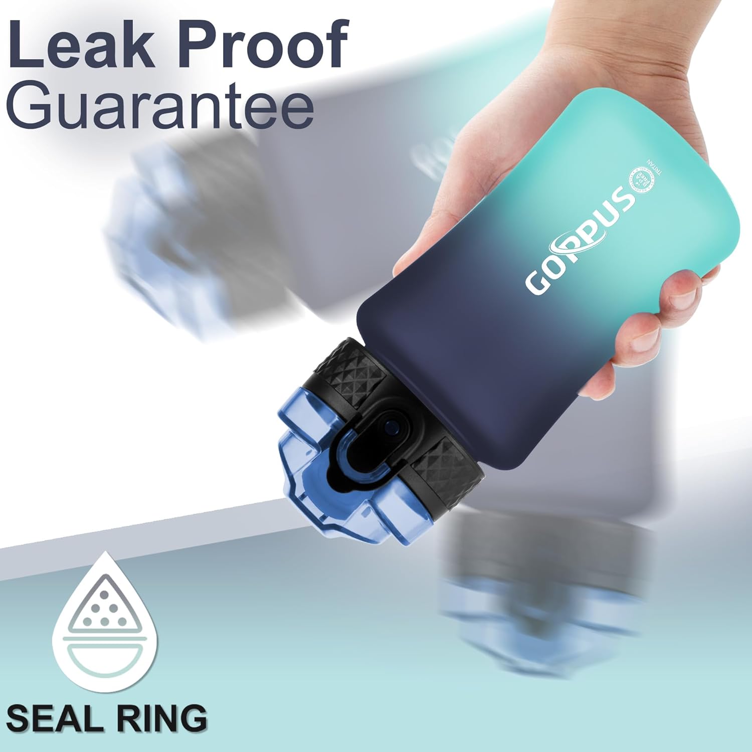 Thumbnail 3 de GOPPUS 350ml Kids Tritan Water Bottle with Straw, Flip Top Lid & Strap (Leakproof, BPA-free)