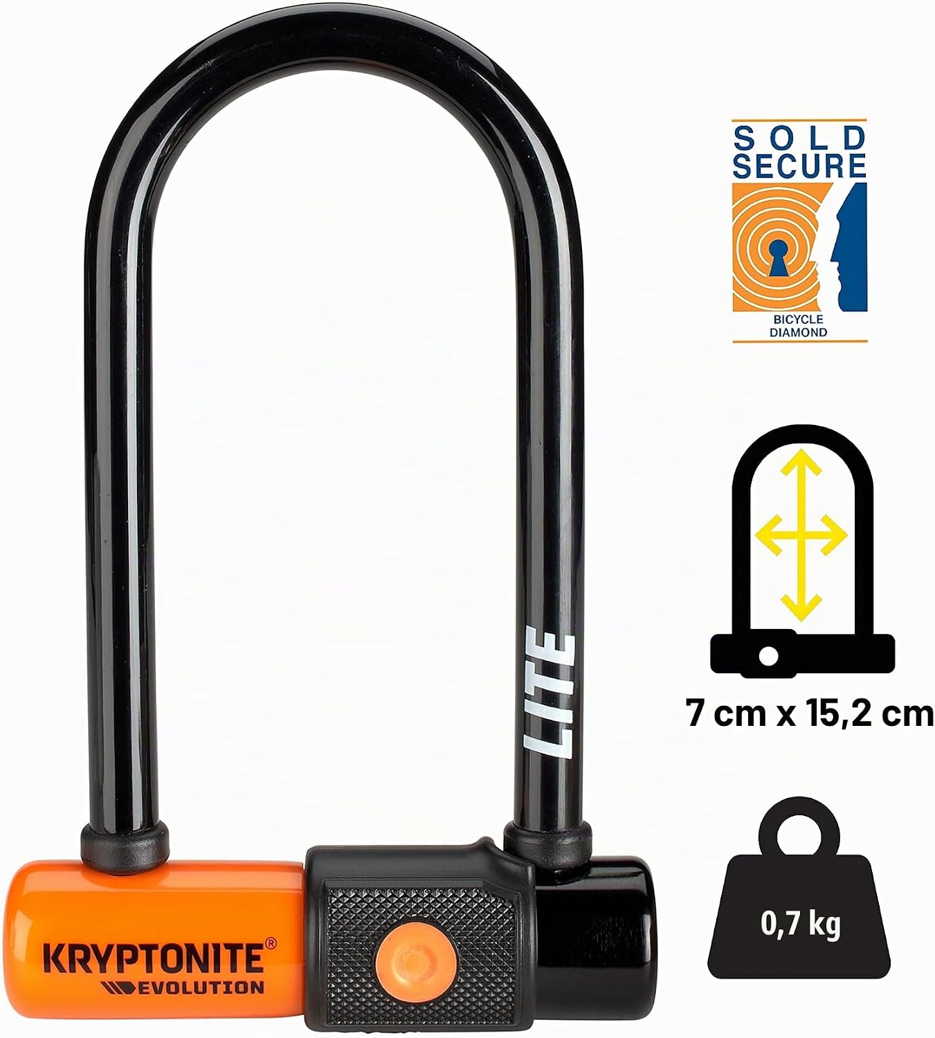 Detalle de Kryptonite Evolution Lite Mini-6 – zapięcie pałąkowe 11 mm, 7 × 15,2 cm