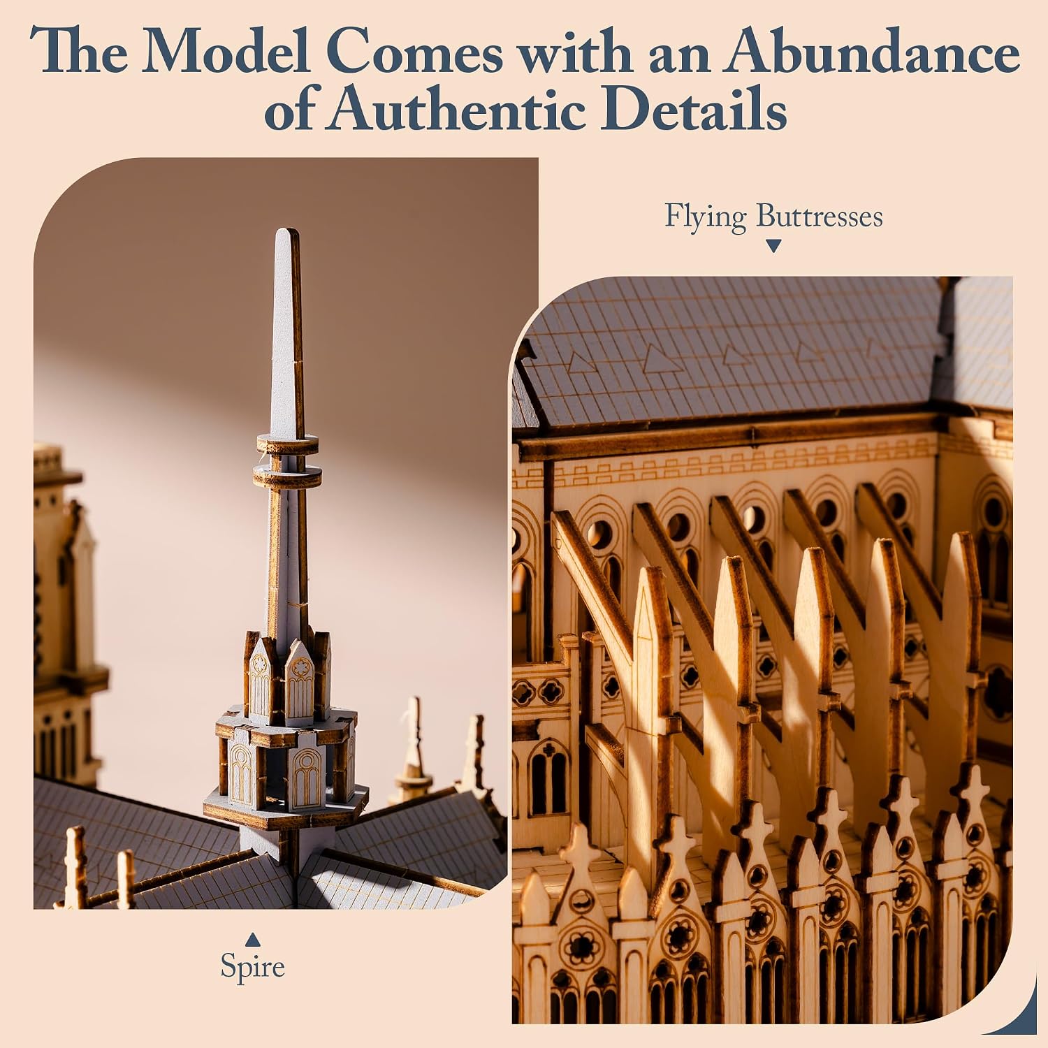 Detalle 2 de ROBOTIME Notre Dame 1:460 Wooden Model