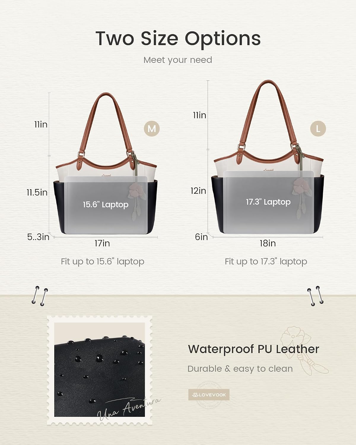 Detalle de LOVEVOOK Laptop Tote Bag for Women 15.6-Inch