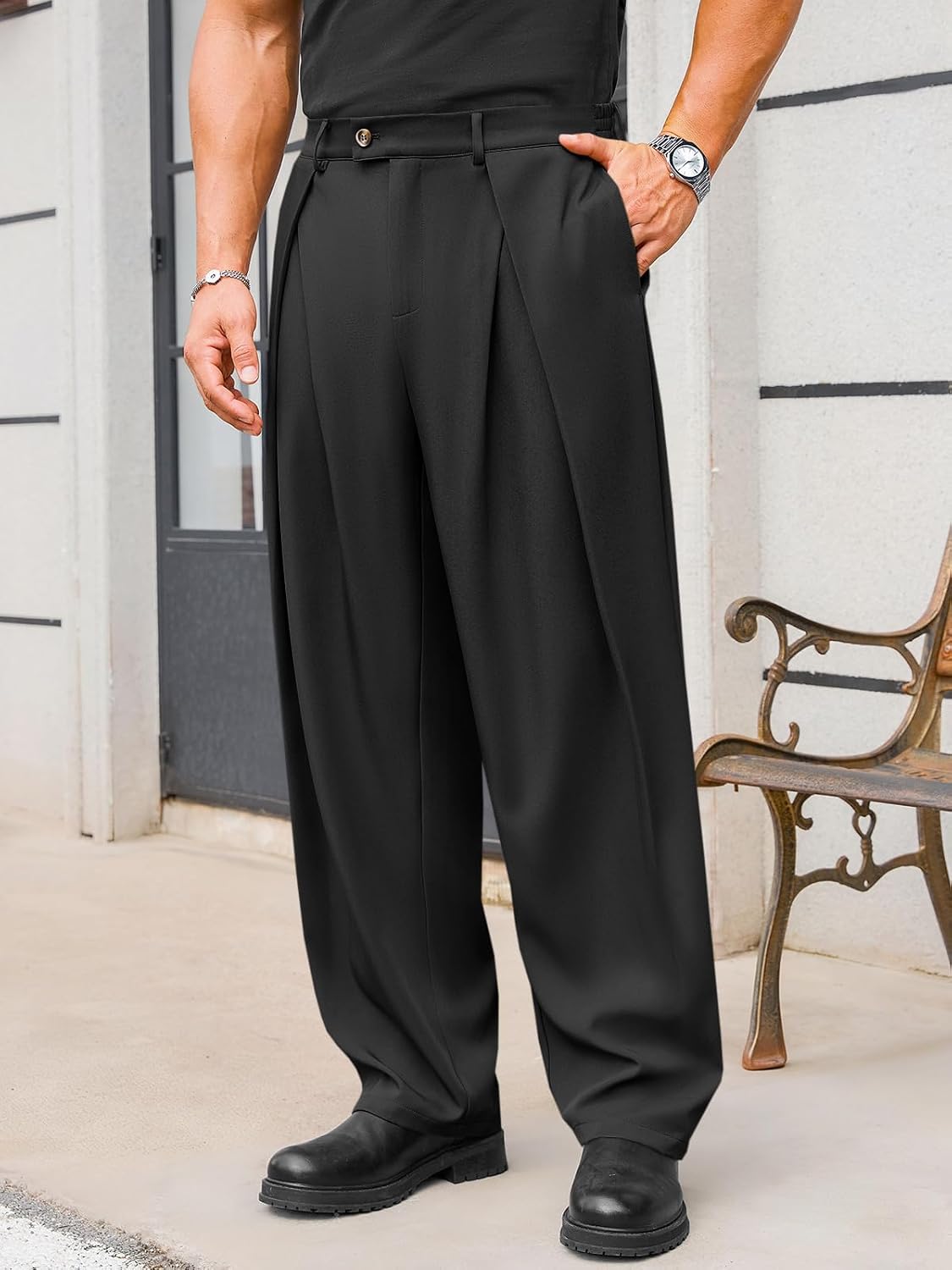 Detalle 2 de Runcati Men's Pleated Dress Pants