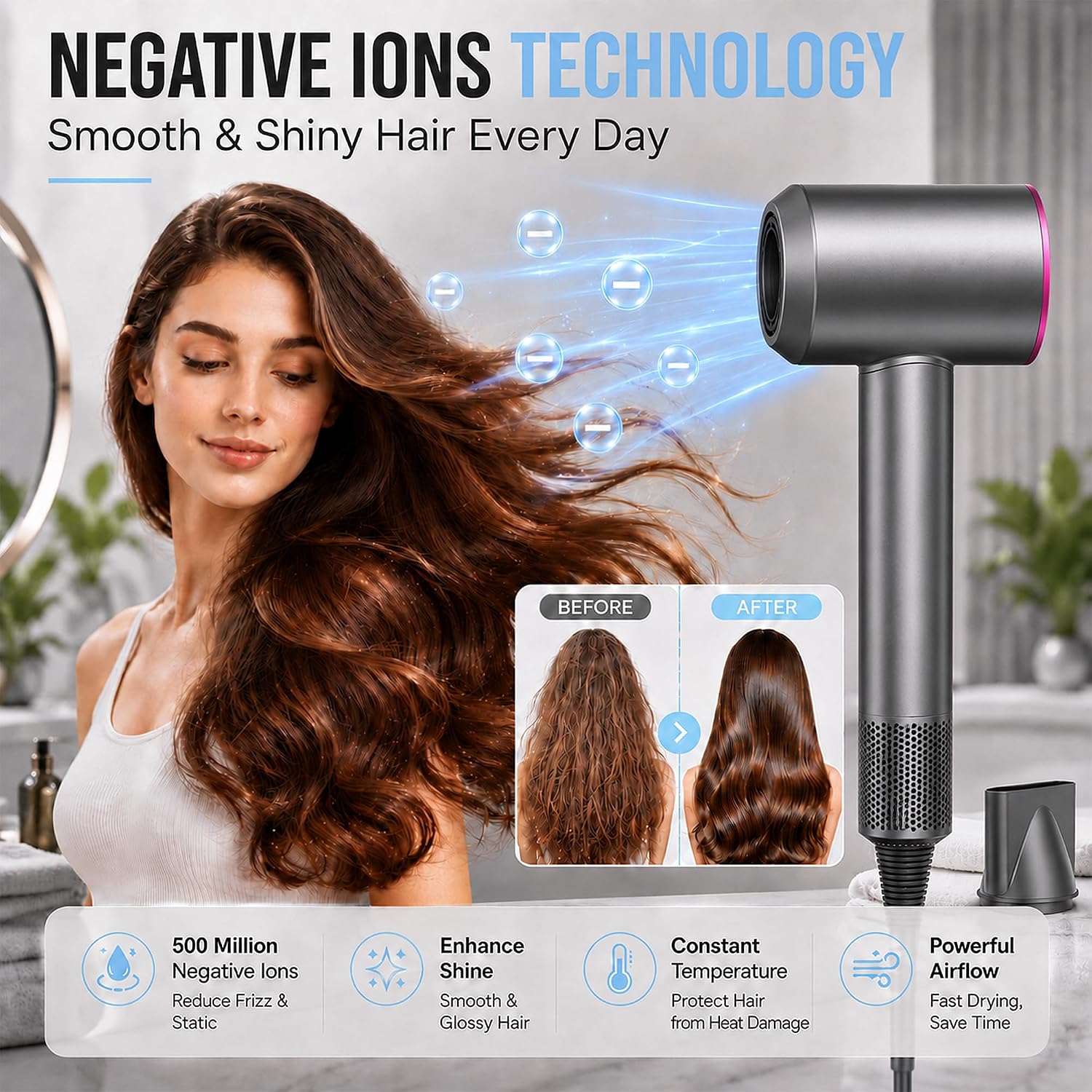 Thumbnail 4 de AIUNAOM Phon Capelli Professionale 160.000 giri/min – ioni negativi, accessori magnetici, 3 velocità e 4 temperature