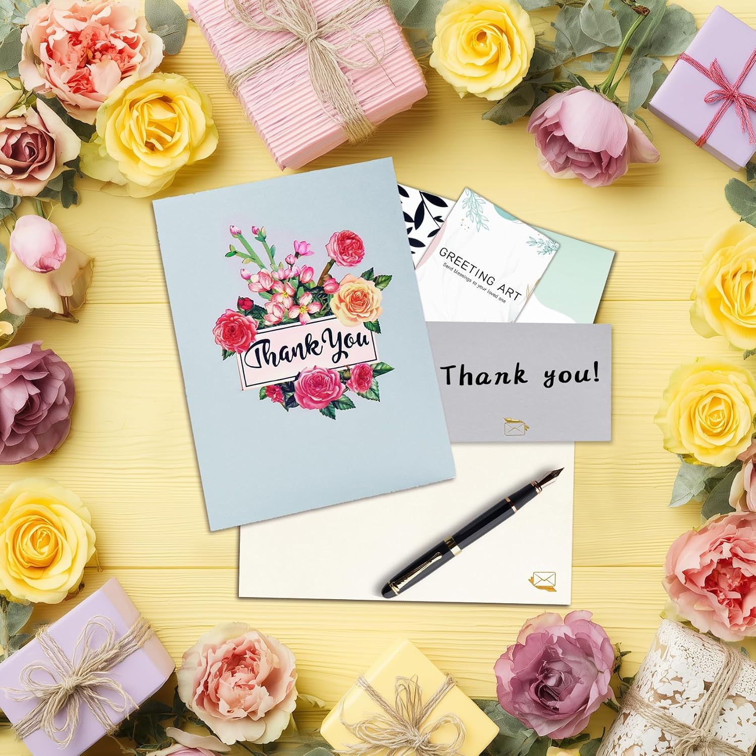 Detalle de GREETING ART1452180 3D Thank You Pop-Up Card with Laser-Cut Flowers