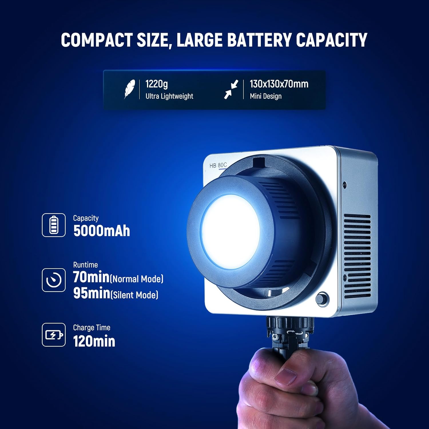 Thumbnail 6 de NEEWER HB80C RGBWW LED Video Light with Built-in 72Wh Battery & Bowens Mount