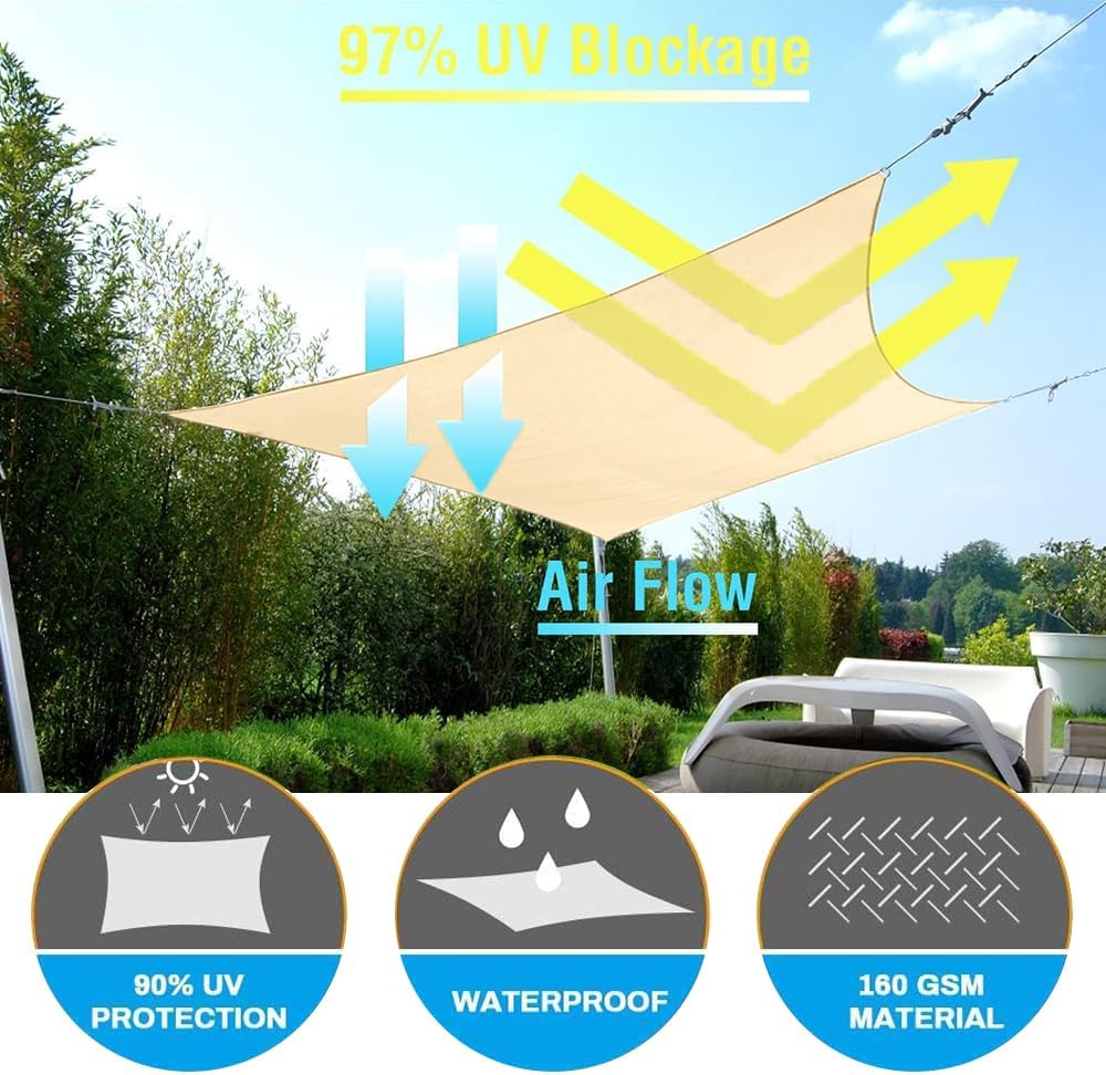 Thumbnail 6 de Voile d'ombrage rectangulaire 3 x 4 m avec œillets et fixation – protection UV et résistance aux intempéries
