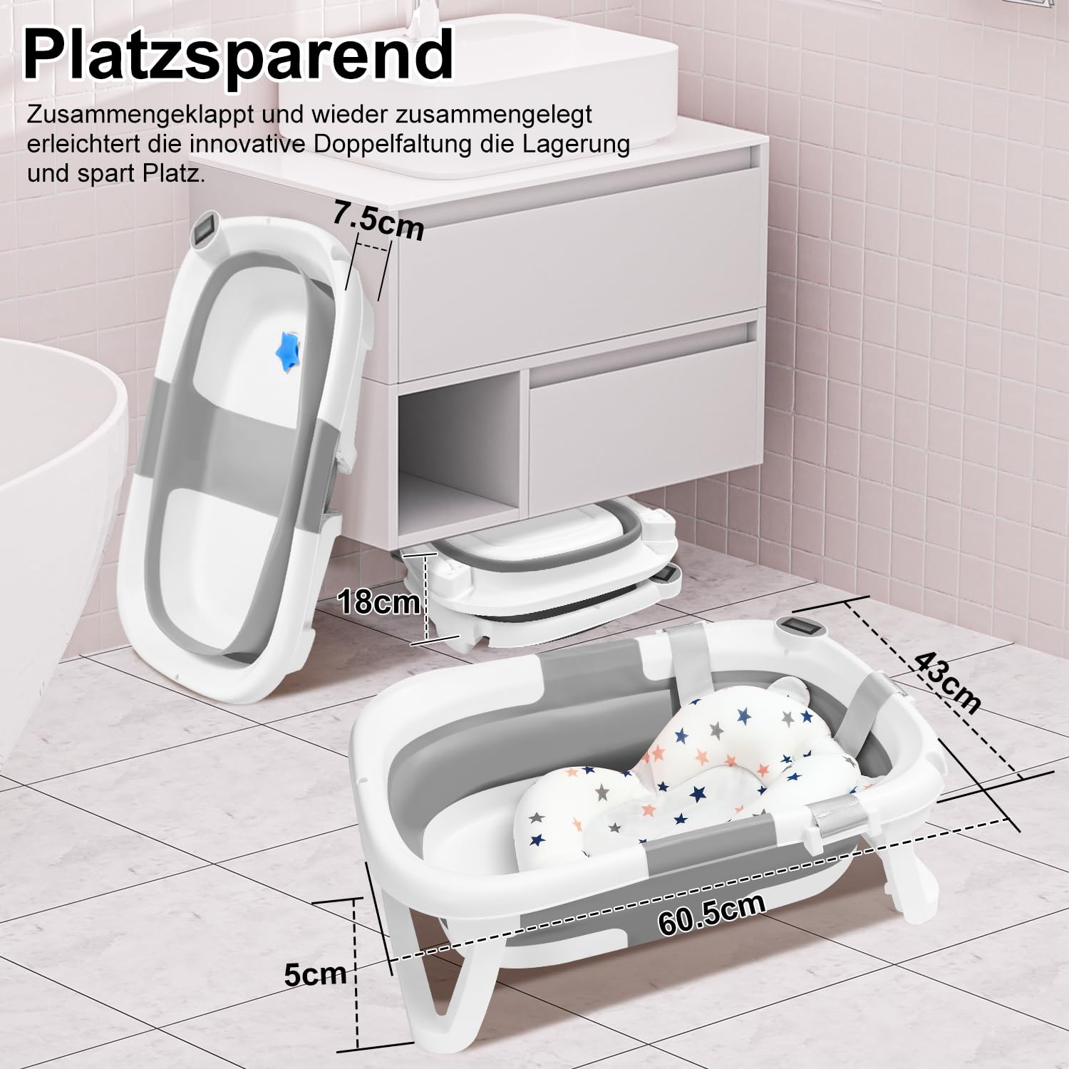 Detalle 2 de Ansobea Baby Badewanne mit Thermometer