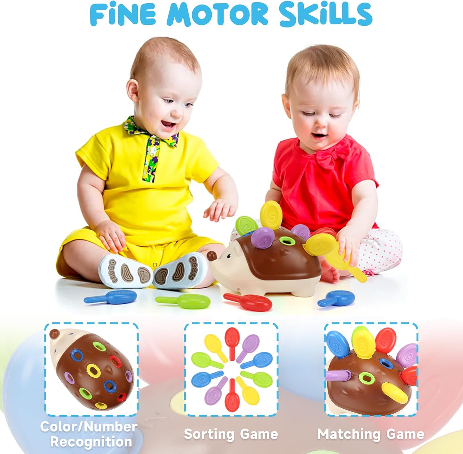 Thumbnail 1 de Venditer Steckspiel Igel ab 1 Jahr – Montessori-Motorikspielzeug zur Hand-Auge-Koordination