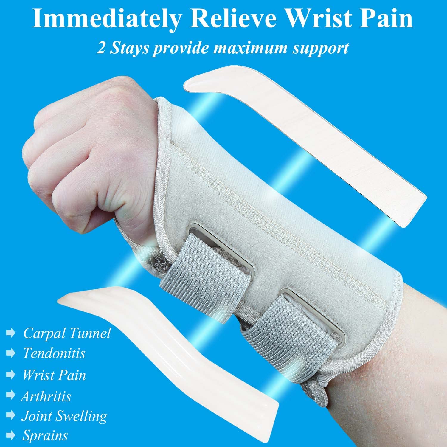 Detalle de Tianhengyi Wrist Brace for Carpal Tunnel, Right Hand S/M, Khaki