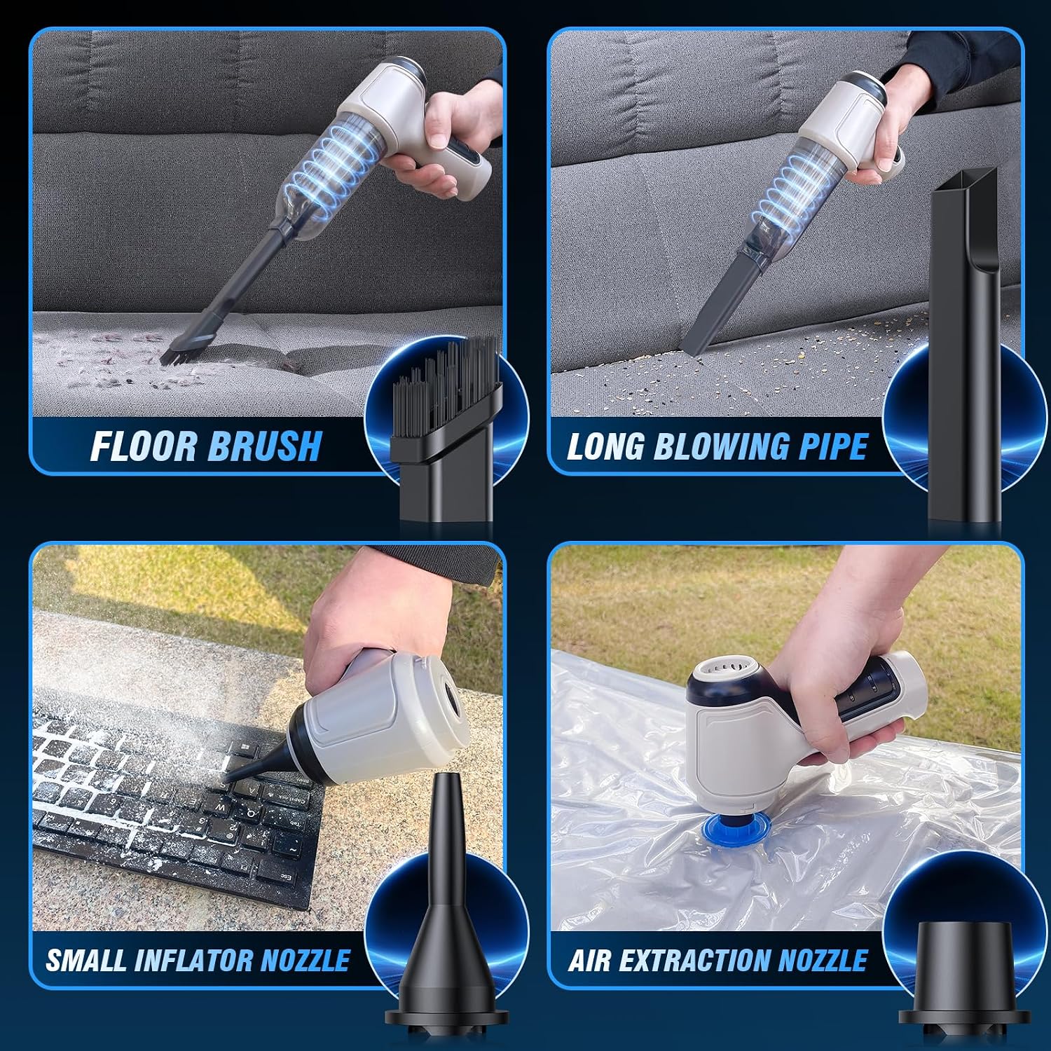Detalle de IHE Car Vacuum Cleaner Cordless Rechargeable: 15000Pa Car, Keyboard and Small Space Cleaning