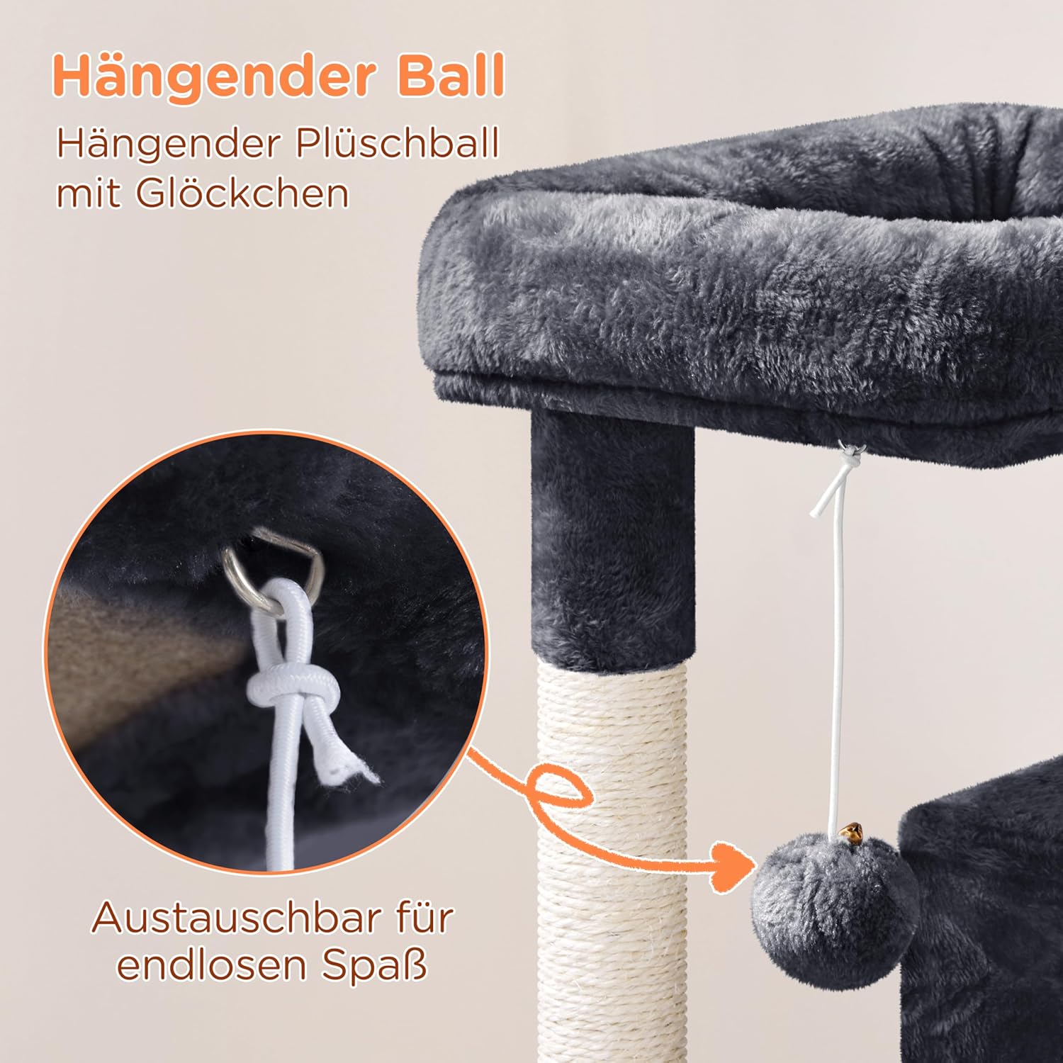 Thumbnail 6 de Yaheetech Kratzbaum, Stabiler Katzenbaum 91 cm – 2 Häuser, Sisalstämme & Spielball, Schwarz