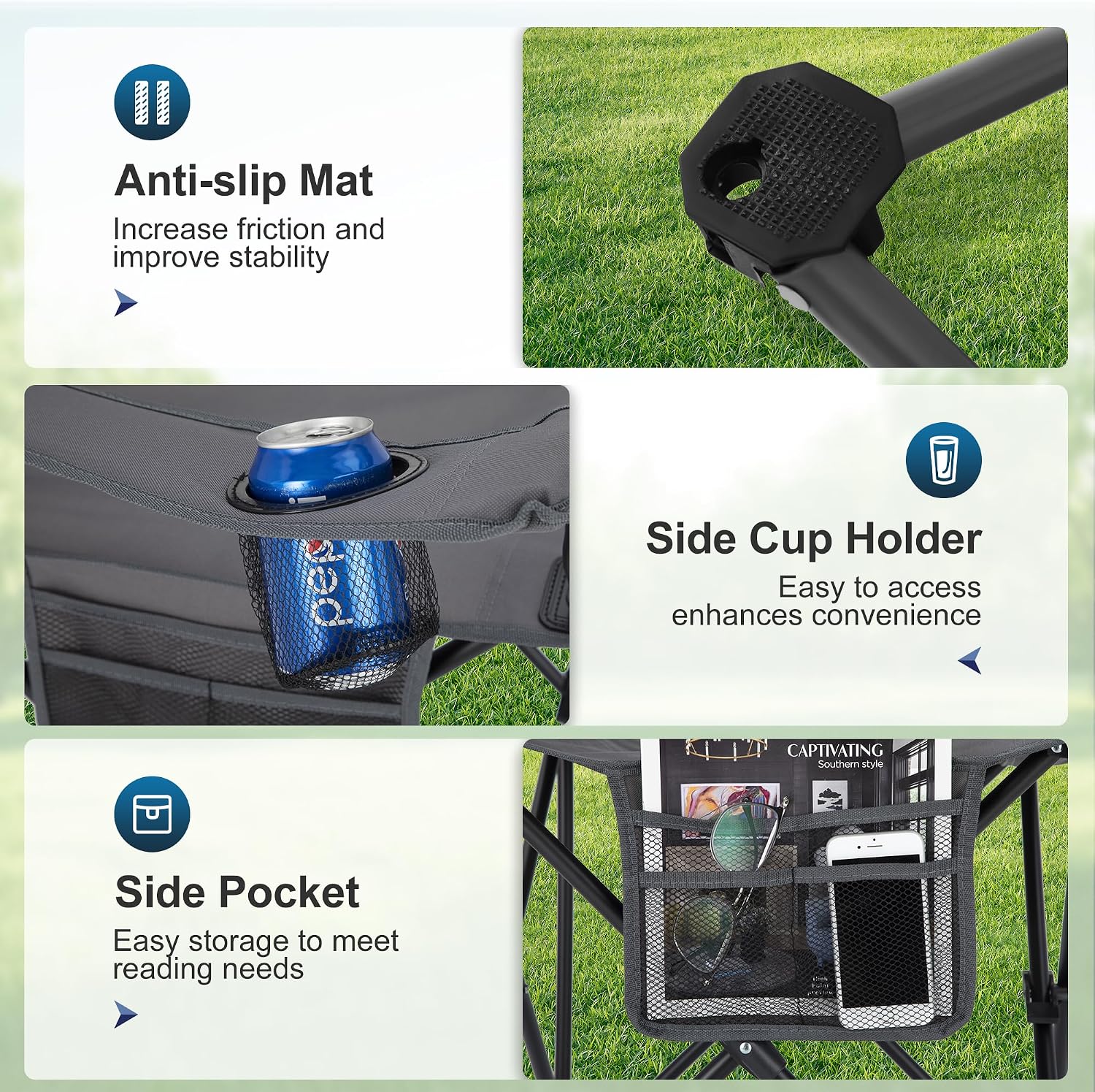 Thumbnail 6 de LET'S CAMP Camping Chairs 2 Pack, Supports 120kg