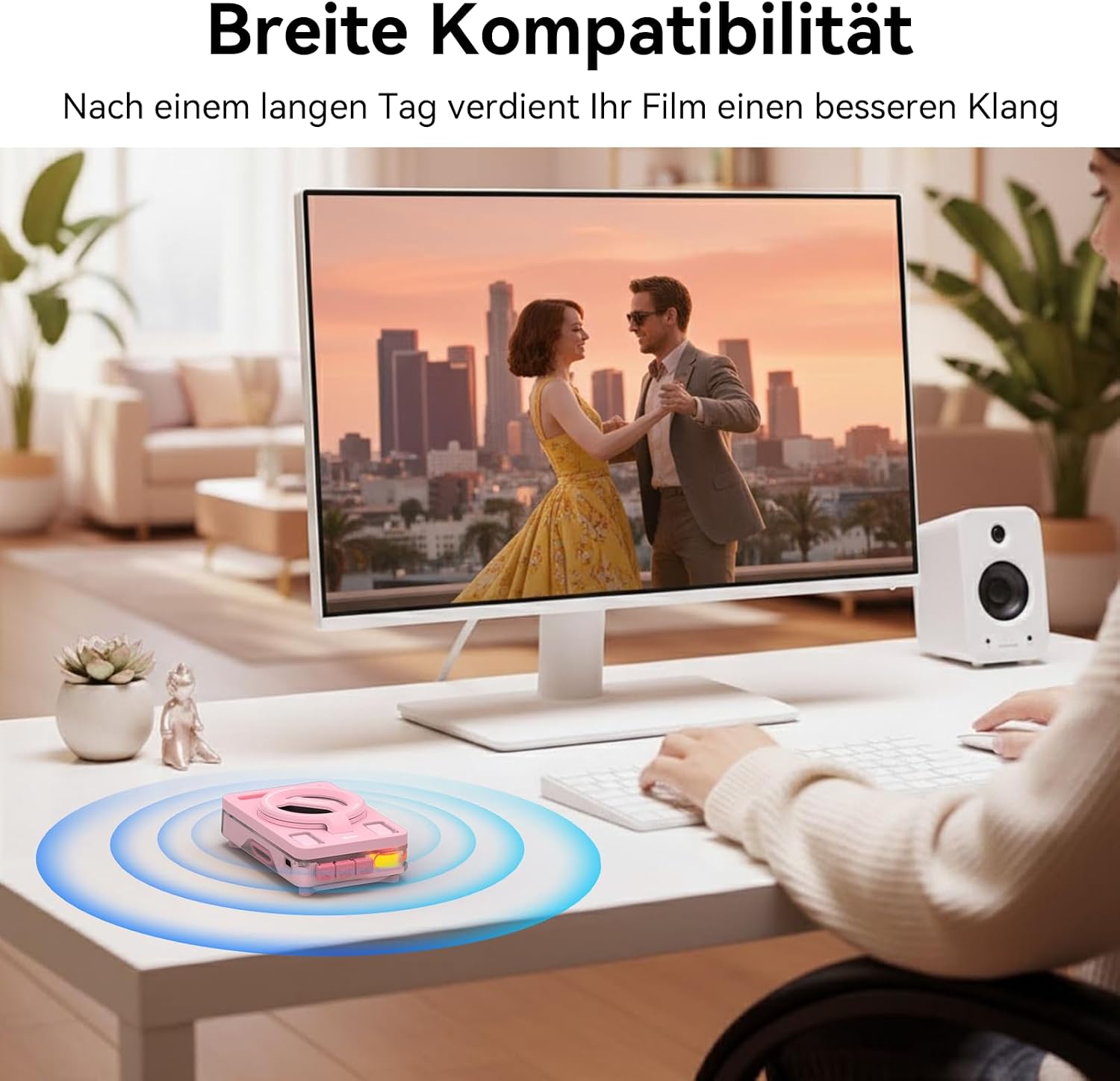 Thumbnail 3 de ANCwear Smartphone-Halter mit Bluetooth-Lautsprecher – 5W Klang, microSD-Musik, verstellbarer Ständer (Weiches Rosa)
