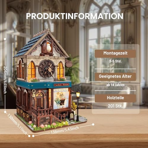 Detalle de STRUCWOOD 3D Holzpuzzle: Kuckucksuhr Haus Kit – DIY Miniaturwelt aus Massivholz