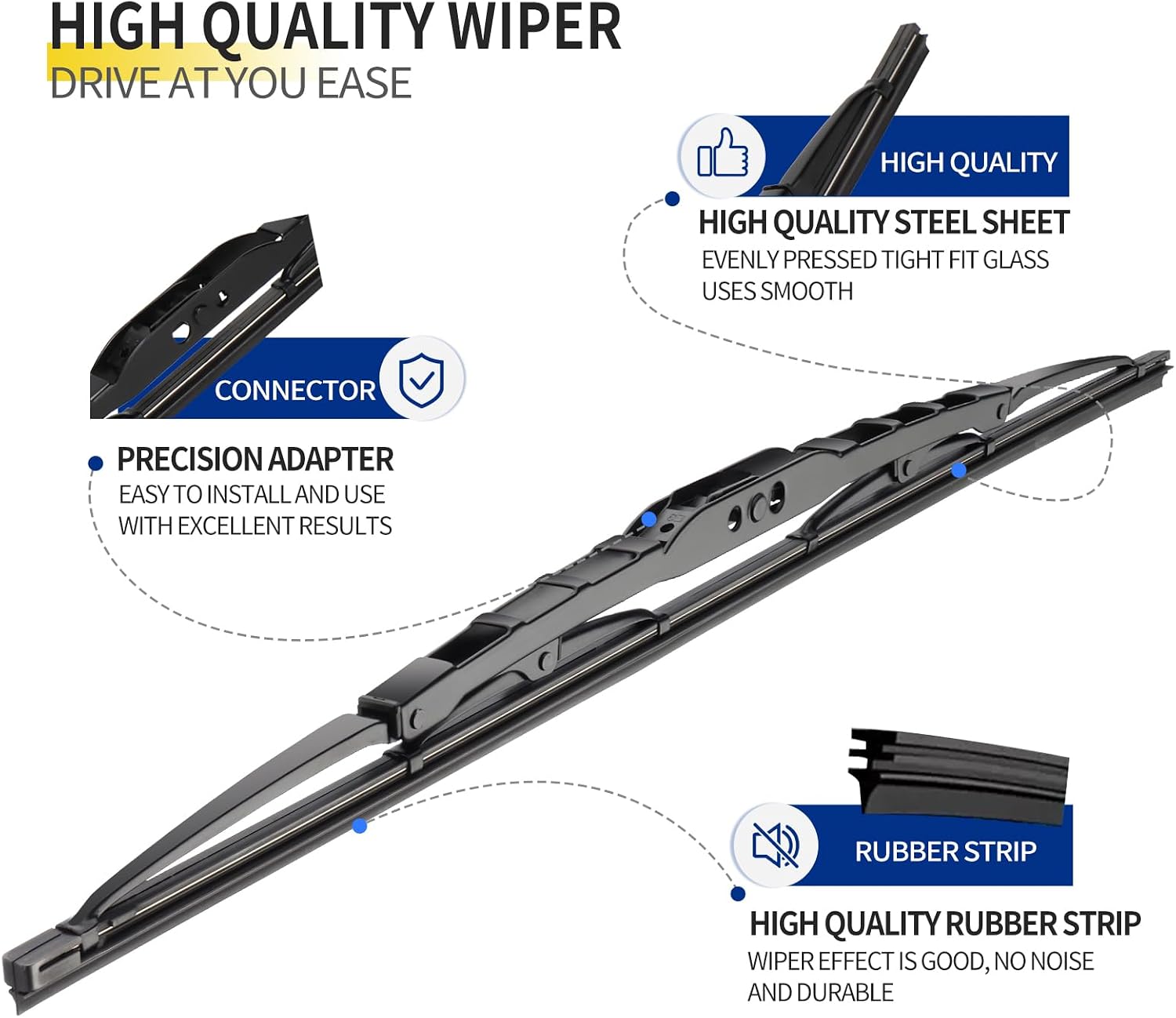 Thumbnail 4 de JINGOU 18'' + 18'' Wiper Blades (Pack of 2) for Ford Ranger 1995-2011