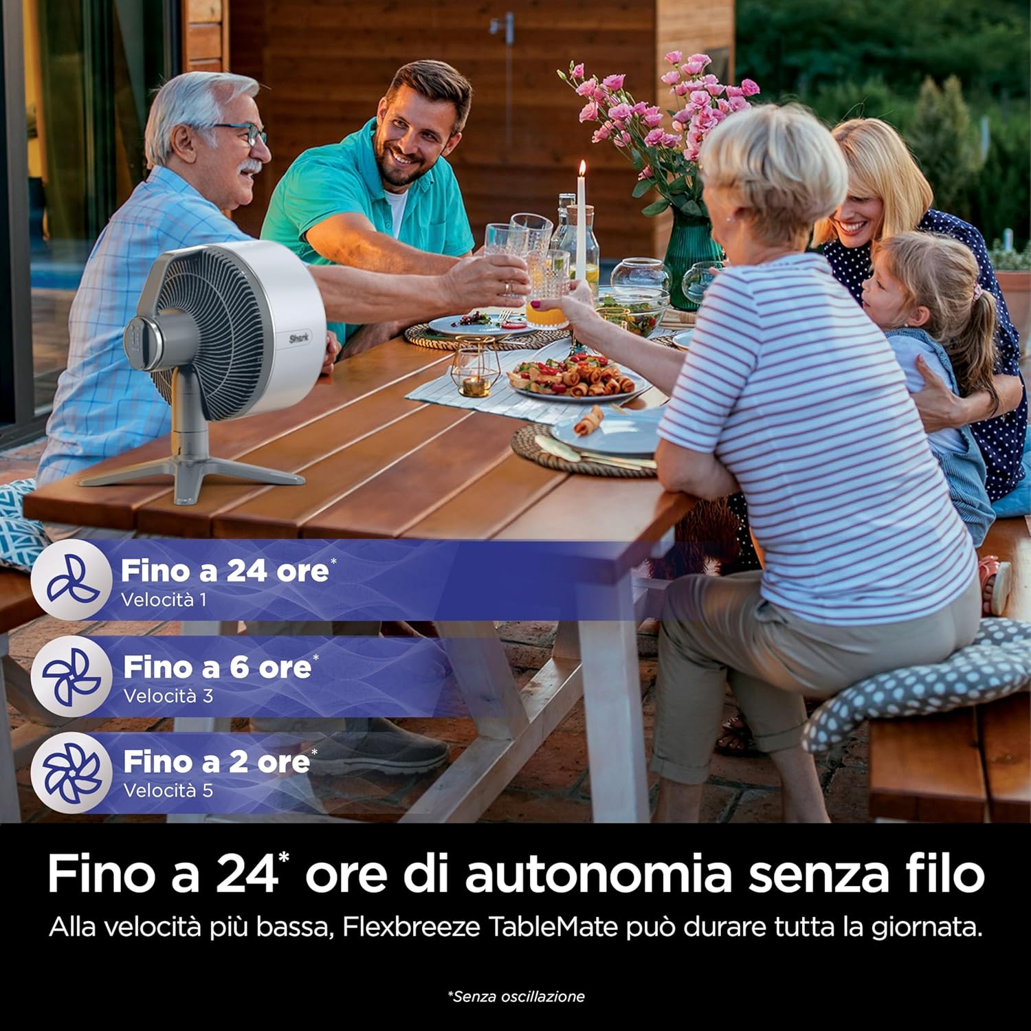 Thumbnail 1 de Shark FlexBreeze TableMate FA150EU ventilatore senza filo per interni ed esterni, fino a 24 ore di autonomia