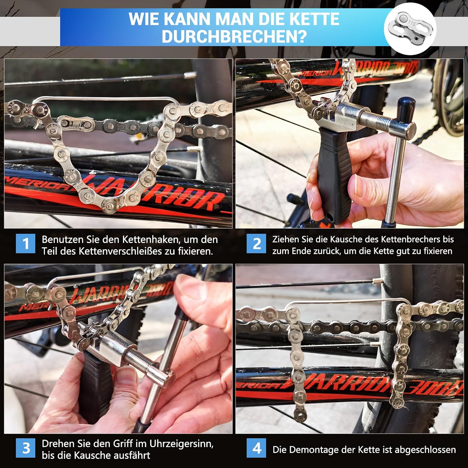 Detalle de Scalnuvyyh XT10LTGJ-11504445 kettingpons fiets, kettingtang en slijtagemeter