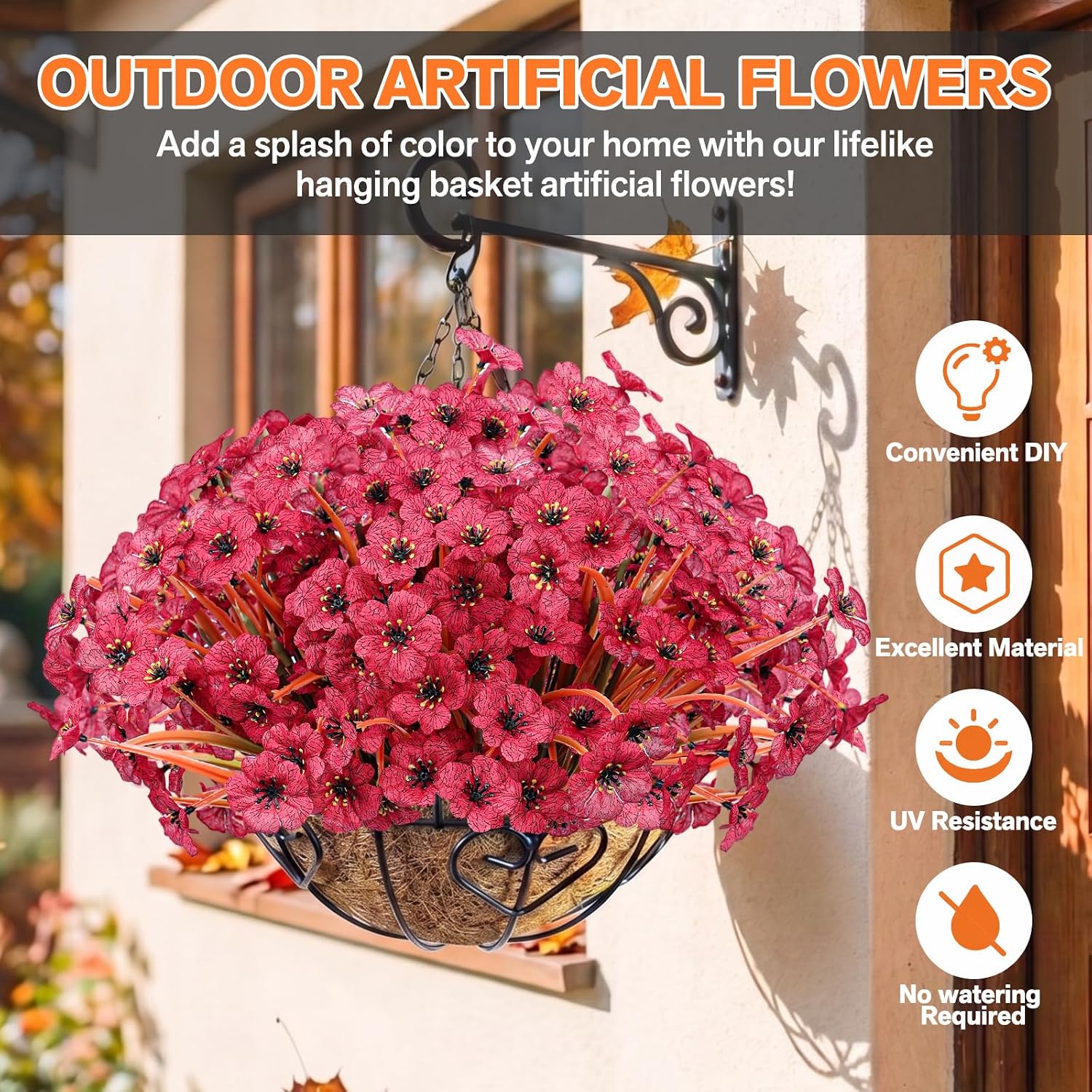 Thumbnail 1 de 22-Pack UV-Resistant Outdoor Artificial Flowers (Blue) with PE Plastic Stems