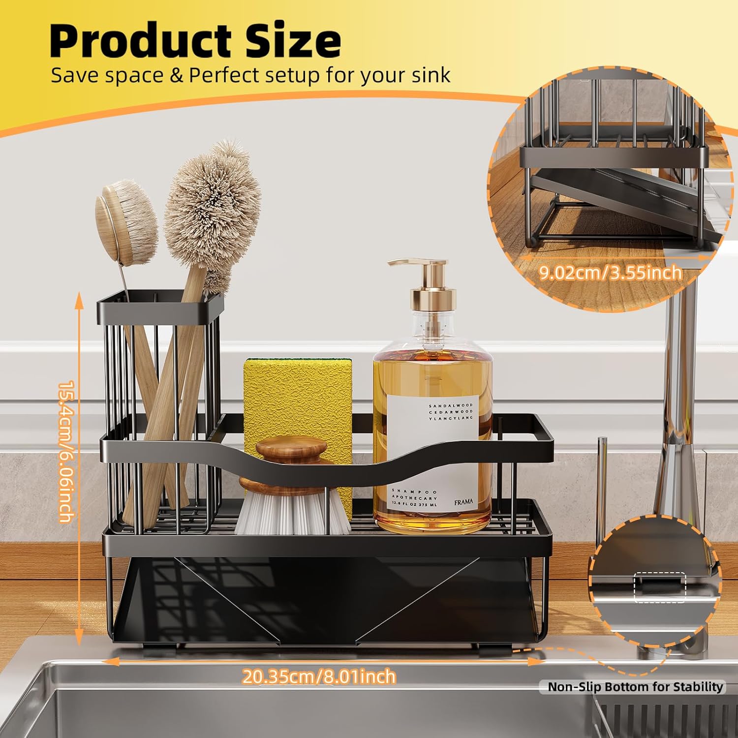 Thumbnail 1 de Mecyfaty Kitchen Sink Sponge Holder with Self-Drain Tray
