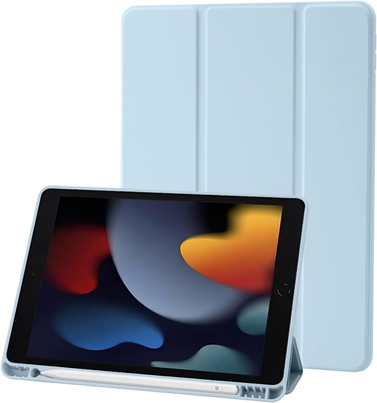 Detalle de Hülle für iPad 9. Generation (10,2 Zoll) mit Stifthalter, Sleep/Wake und Dreifach-Stand – Hell Blau