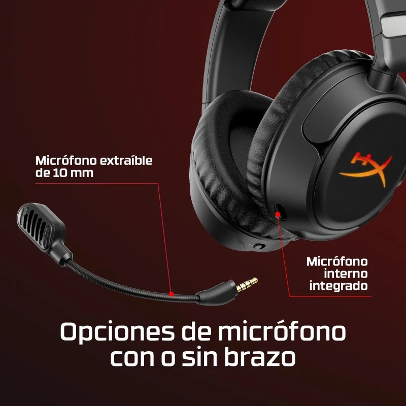 Detalle de HyperX Cloud Flight 2: auriculares inalámbricos gaming con cancelación de ruido, RGB y micrófono extraíble