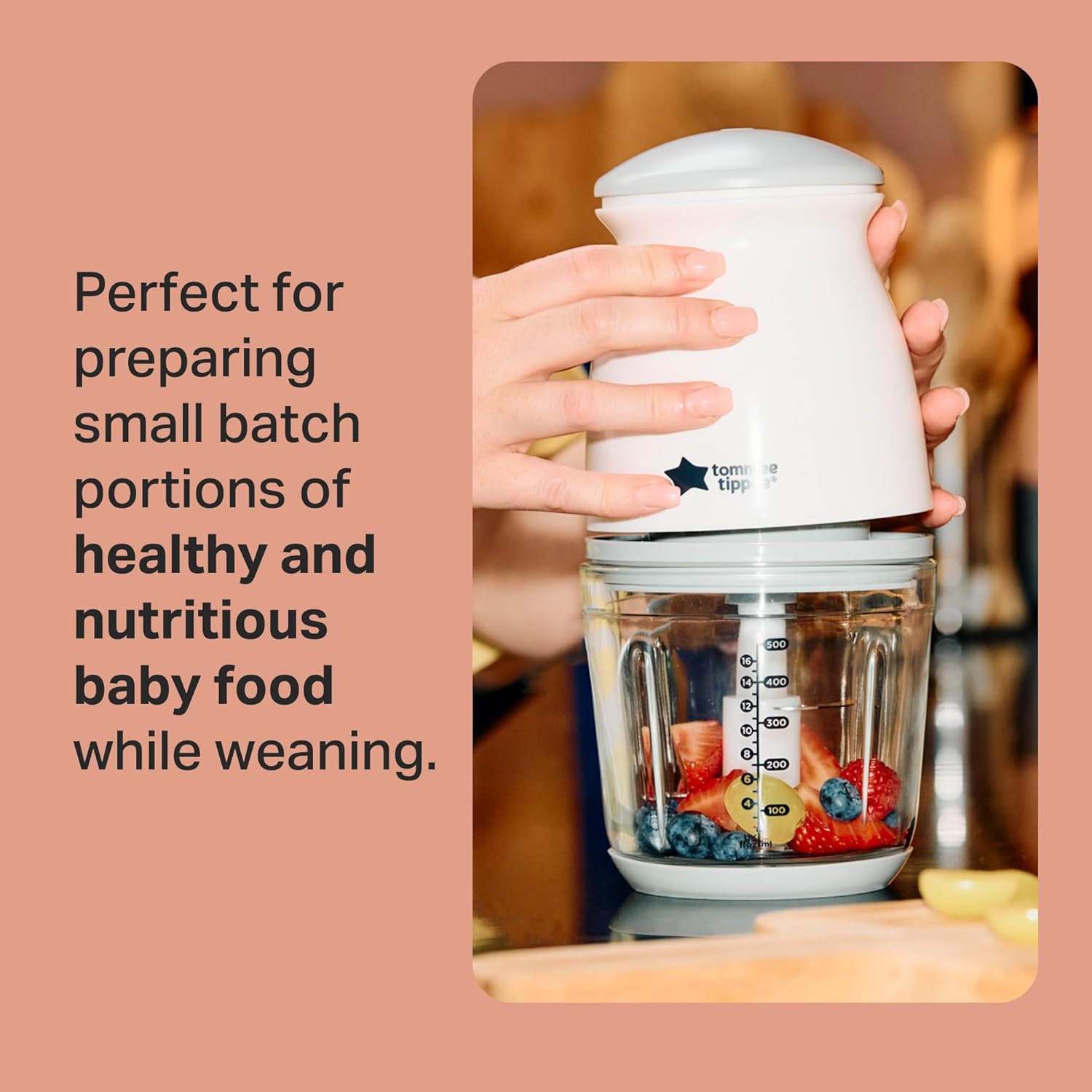 Detalle de Tommee Tippee Quick-Chop: 500ml Mini Electric Baby Food Blender and Chopper