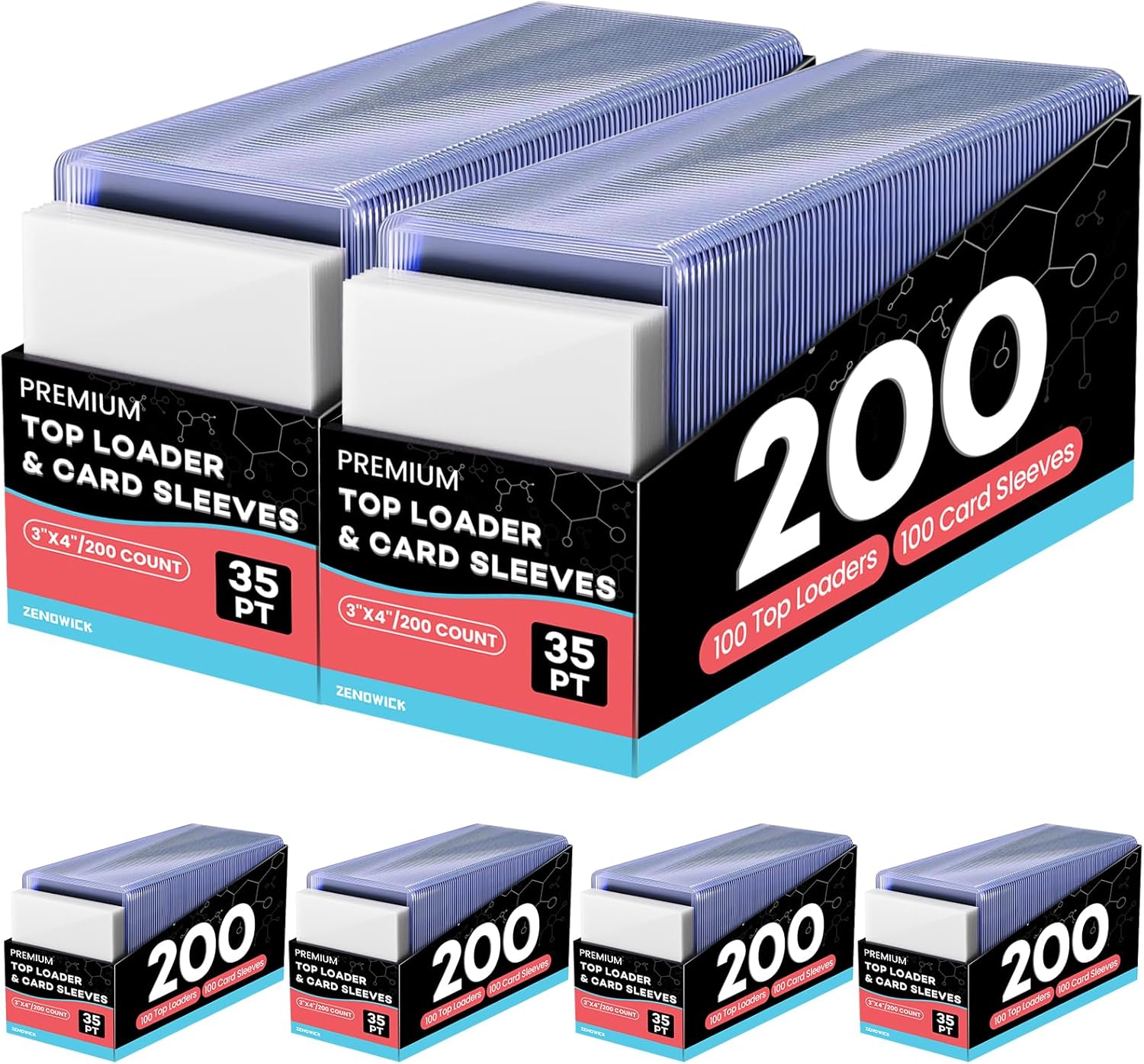 Thumbnail 6 de 200 Card Sleeves Top Loaders + 100 Soft Sleeves: Clear Protection for Standard Trading Cards