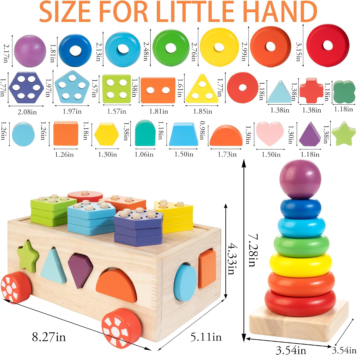 Thumbnail 5 de Bravmate Montessori Wooden Shape Sorter for 12-18 Months