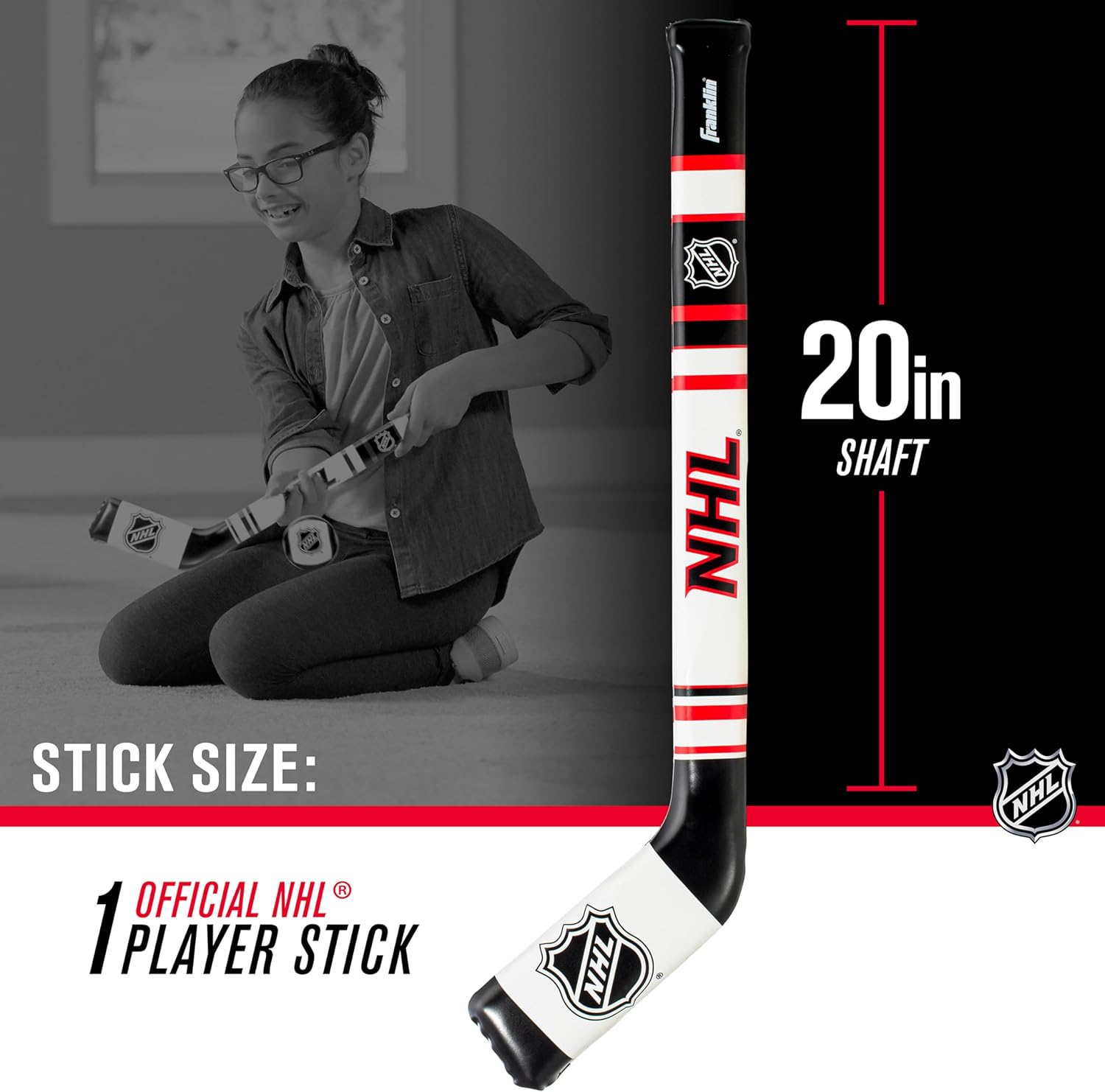 Detalle de Franklin Sports NHL Kids Hockey Stick & Ball Set with Soft Sport Technology (24.5 in) for Ages 3+