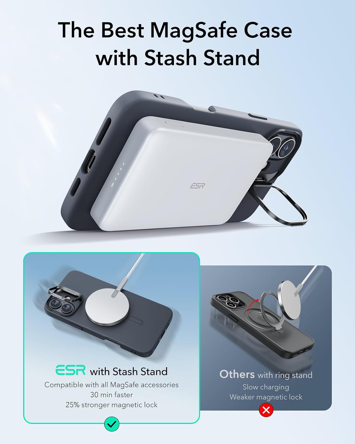 Detalle 2 de ESR iPhone 16 Plus Case with Stand Silicone Military-Grade Protection
