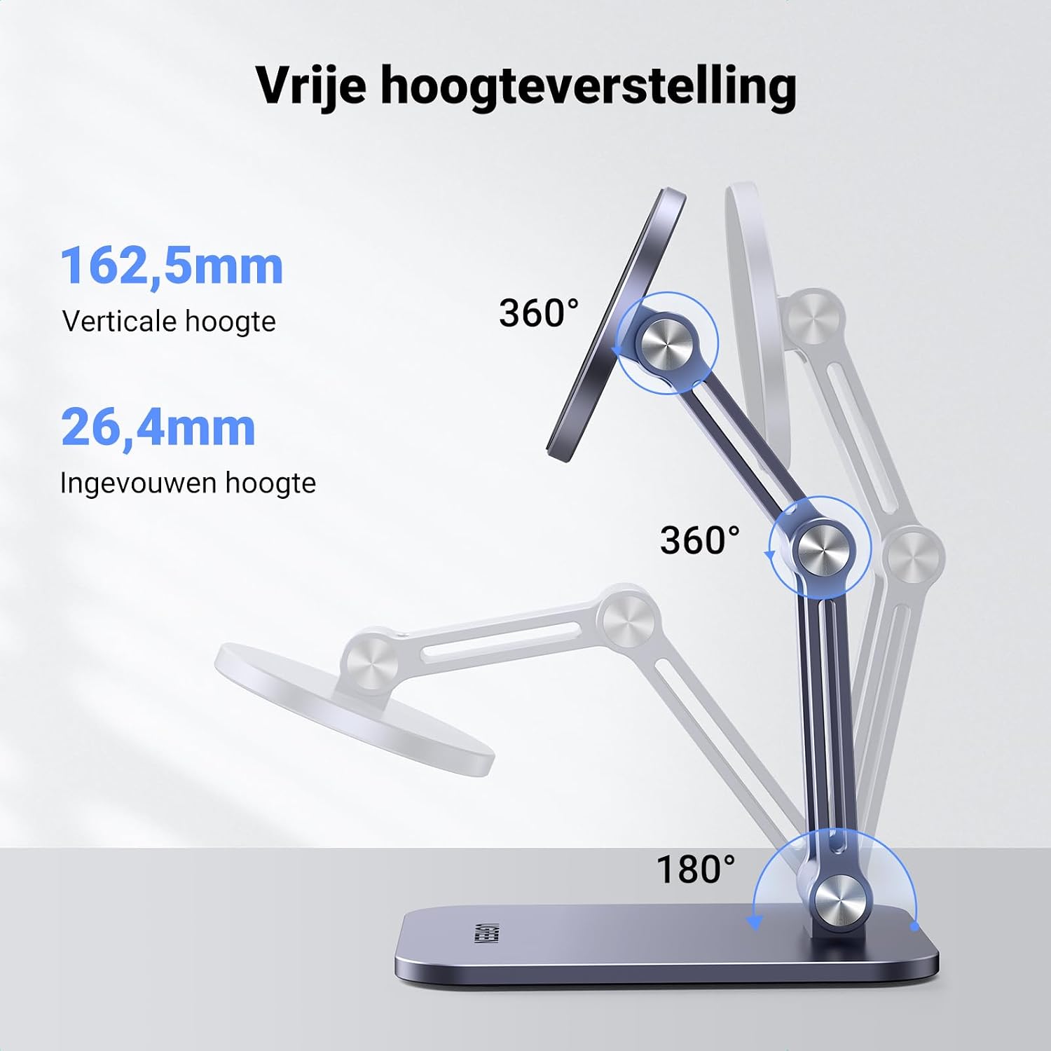 Thumbnail 5 de UGREEN magnetische telefoonstandaard voor tafel, grijs aluminium, verstelbaar en opvouwbaar