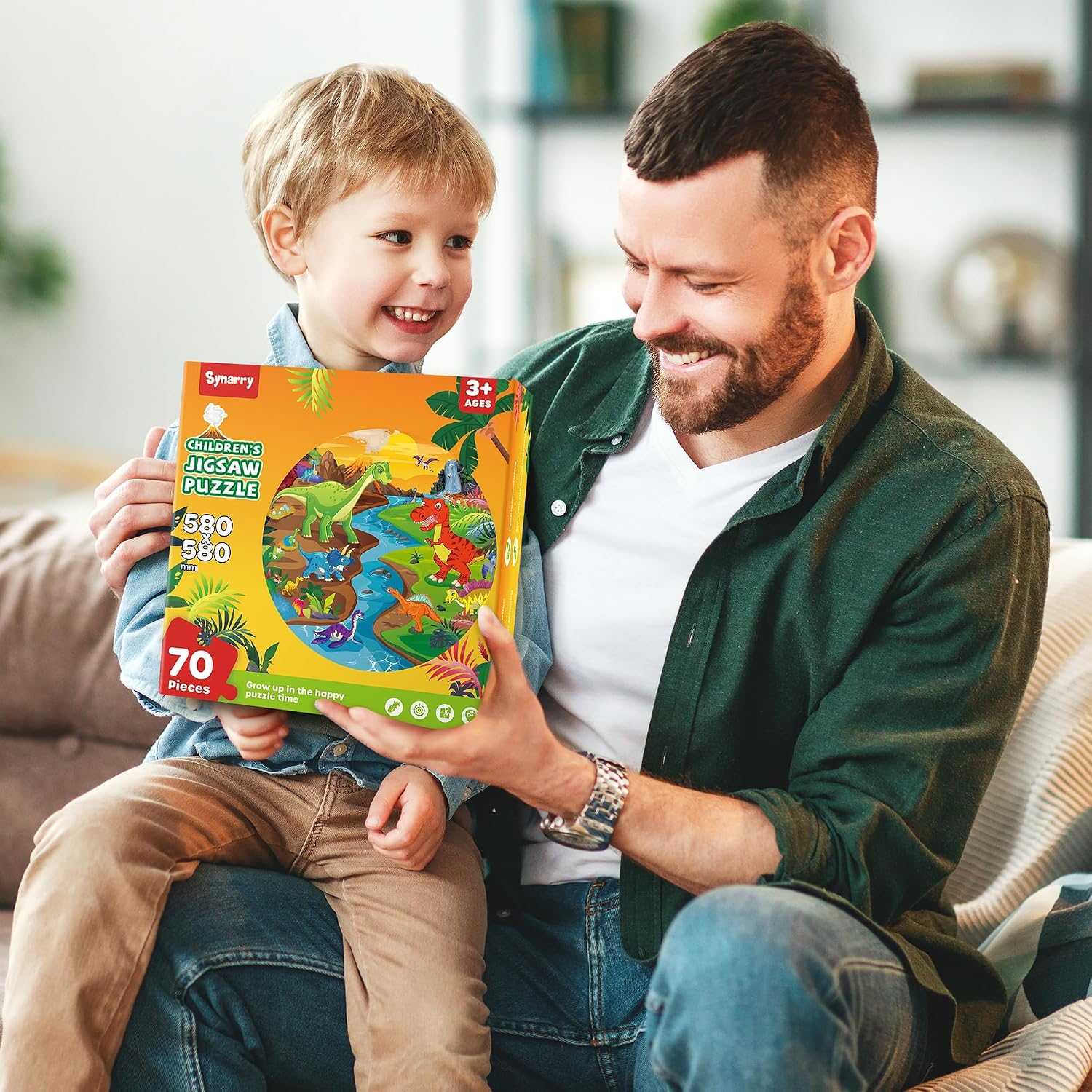 Thumbnail 6 de SYNARRY SYNP061 Dinosaur Floor Puzzle, 70-Piece Round Jigsaw