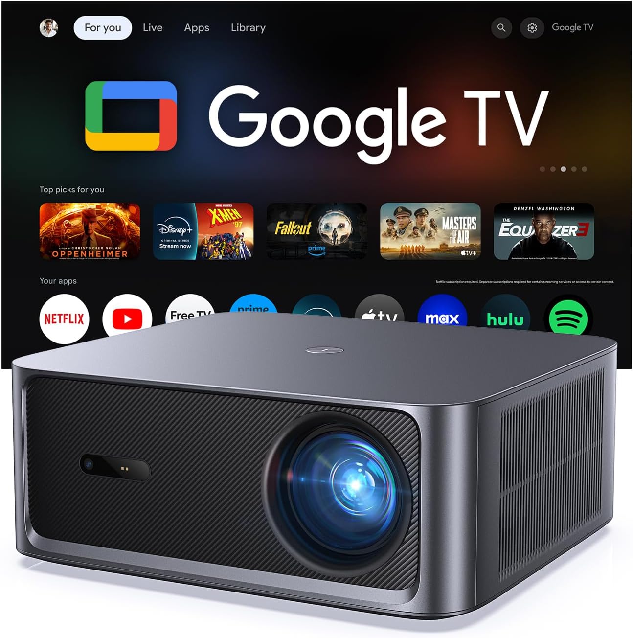 Detalle de HAPPRUN 3000 ANSI Lumens Outdoor Projector with Official Google TV
