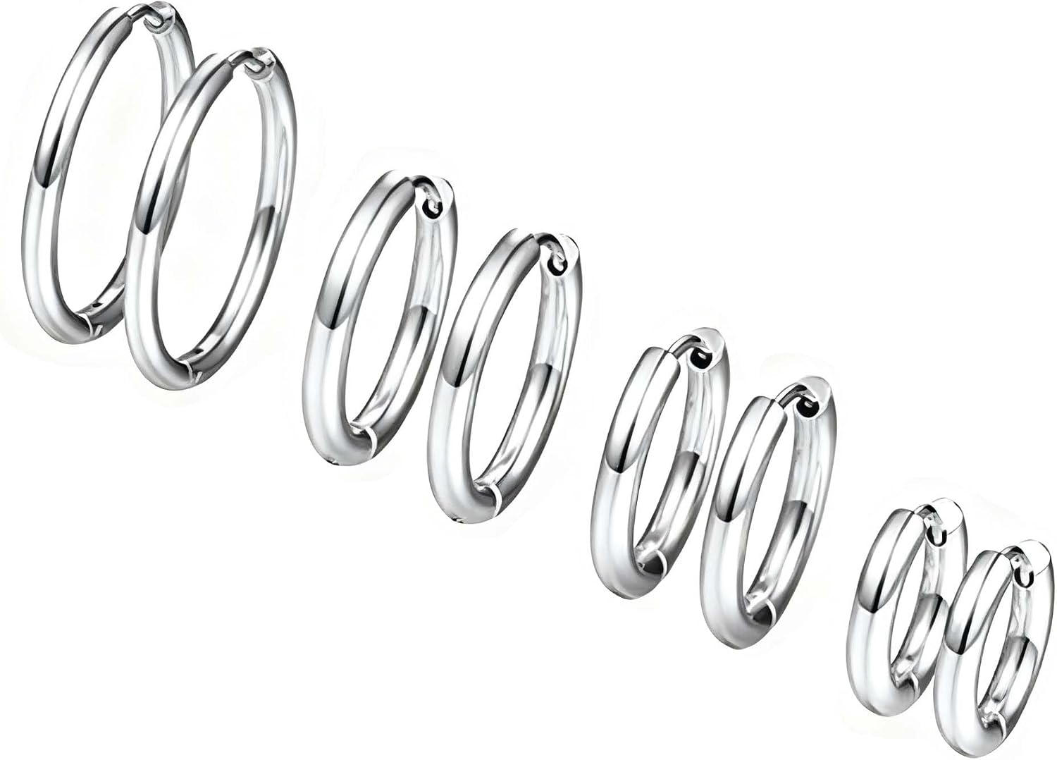 Detalle de PROSTEEL set di orecchini a cerchio da uomo unisex in acciaio 316L placcati oro e metallo nero (3 o 4 pezzi)