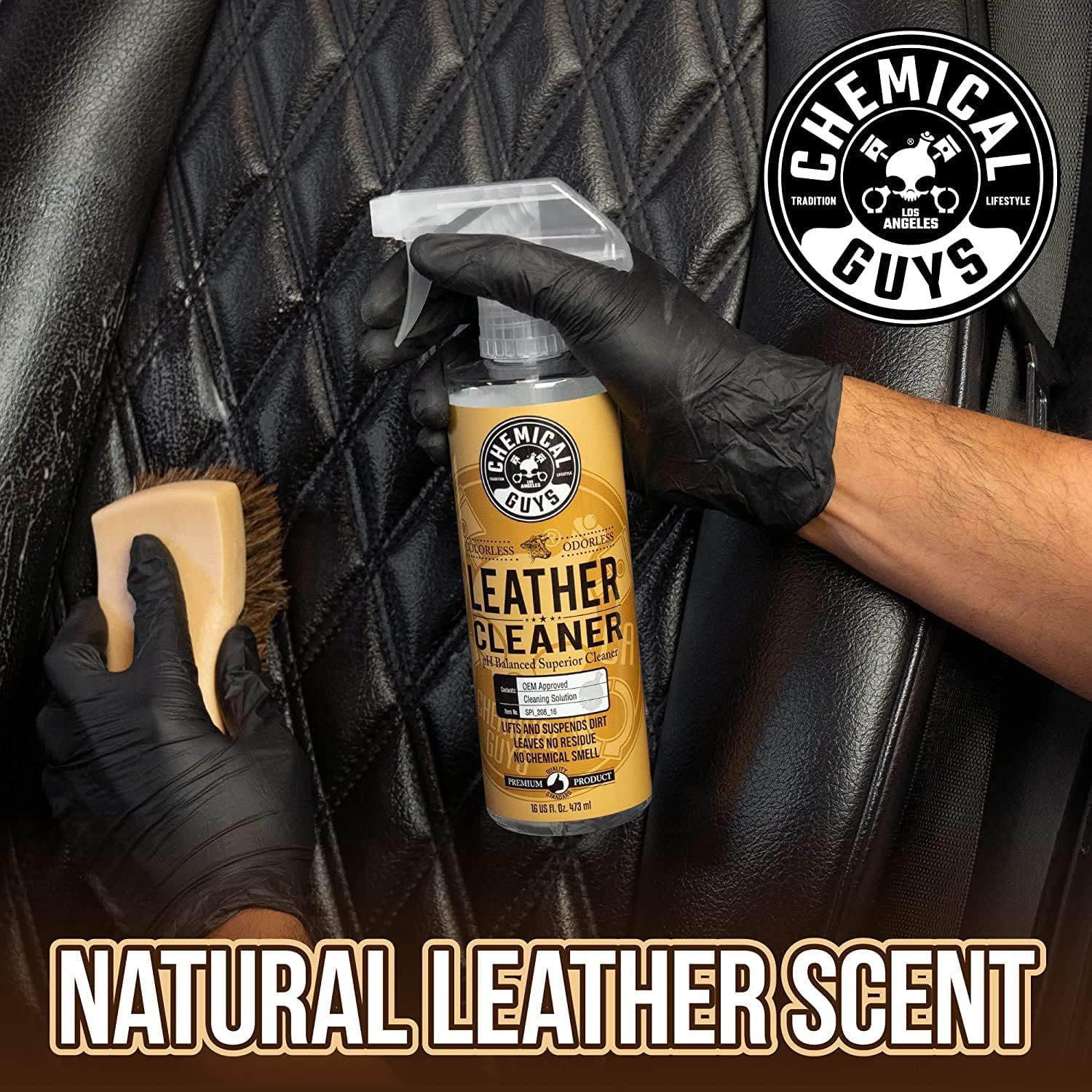 Detalle 2 de Chemical Guys SPI410 Leather Cleaner and Conditioner Bundle with ACC_S95 Long Bristle Horse Hair Leather Cleaning Brush