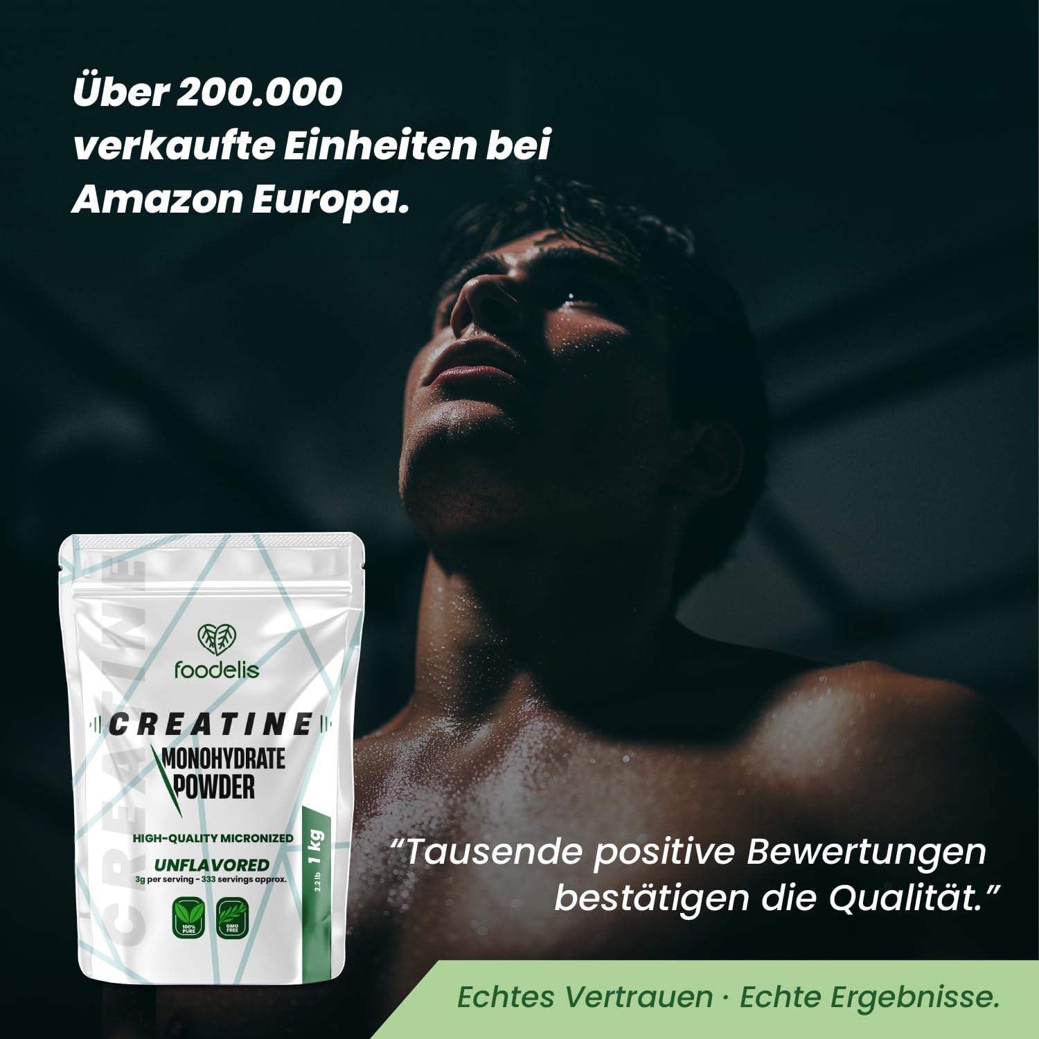Detalle de Creatin Pulver 1 kg – 100% Kreatin Monohydrat, mikronisiert, geschmacklos – mit Dosierlöffel