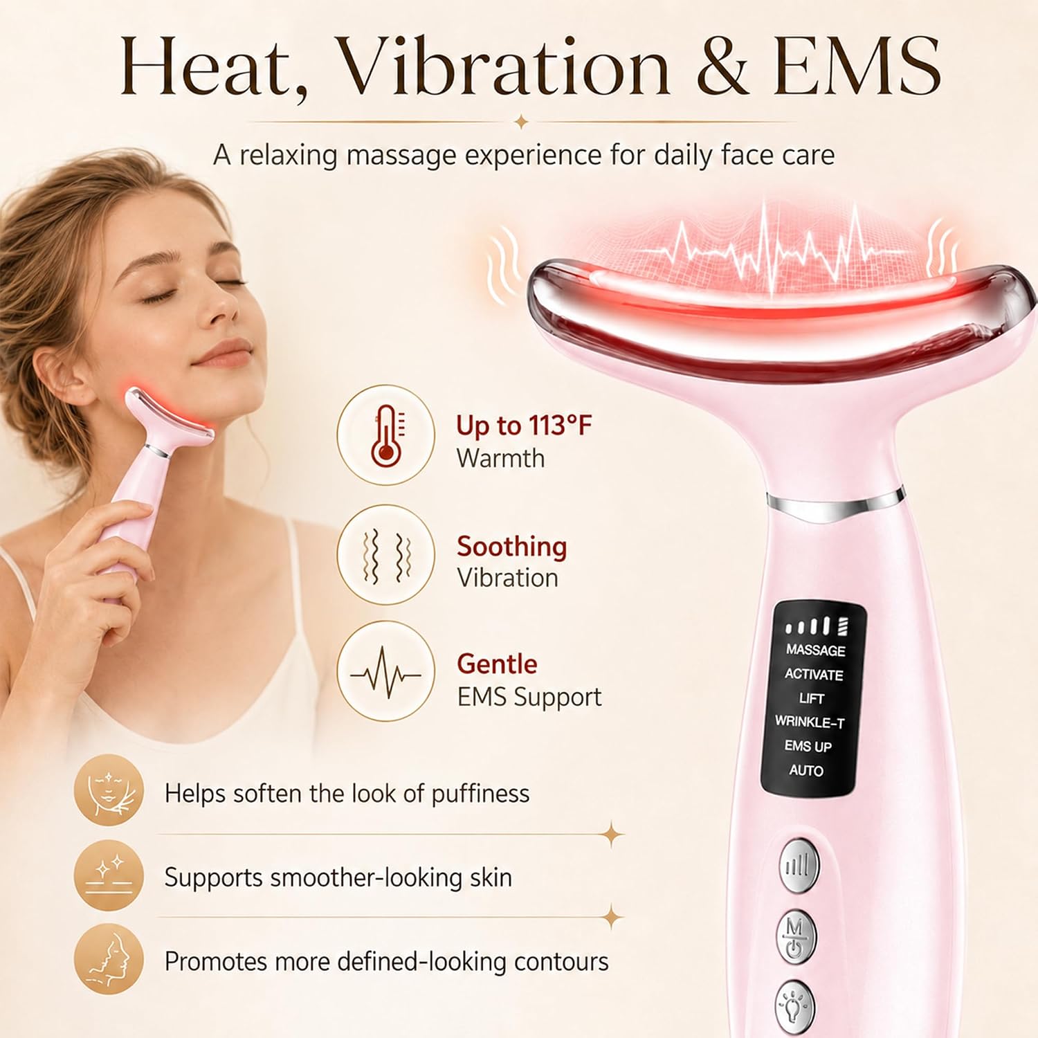 Detalle 2 de GIHWRRI Face Massager 7-Color Face Sculpting Tool with Heat and Vibration