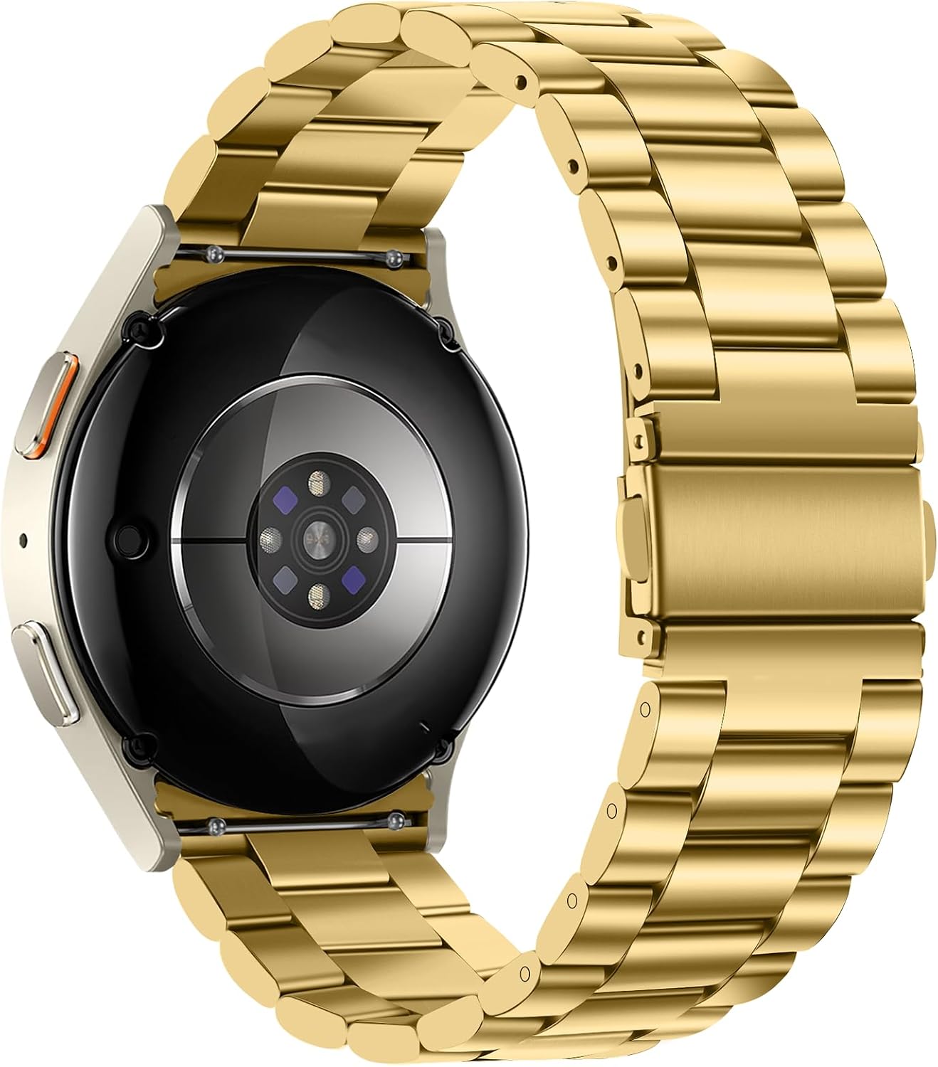 Detalle de Tasikar No Gap 20mm Metal Watch Strap for Samsung Galaxy Watch 7/6/5/4/FE (44mm/40mm) and Classic/Pro variants – Gold