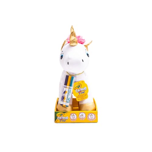 Detalle de CRAYOLA Colour Me Plush Unicorno: Peluche colorabile con 3 pennarelli lavabili, regalo creativo per bambini