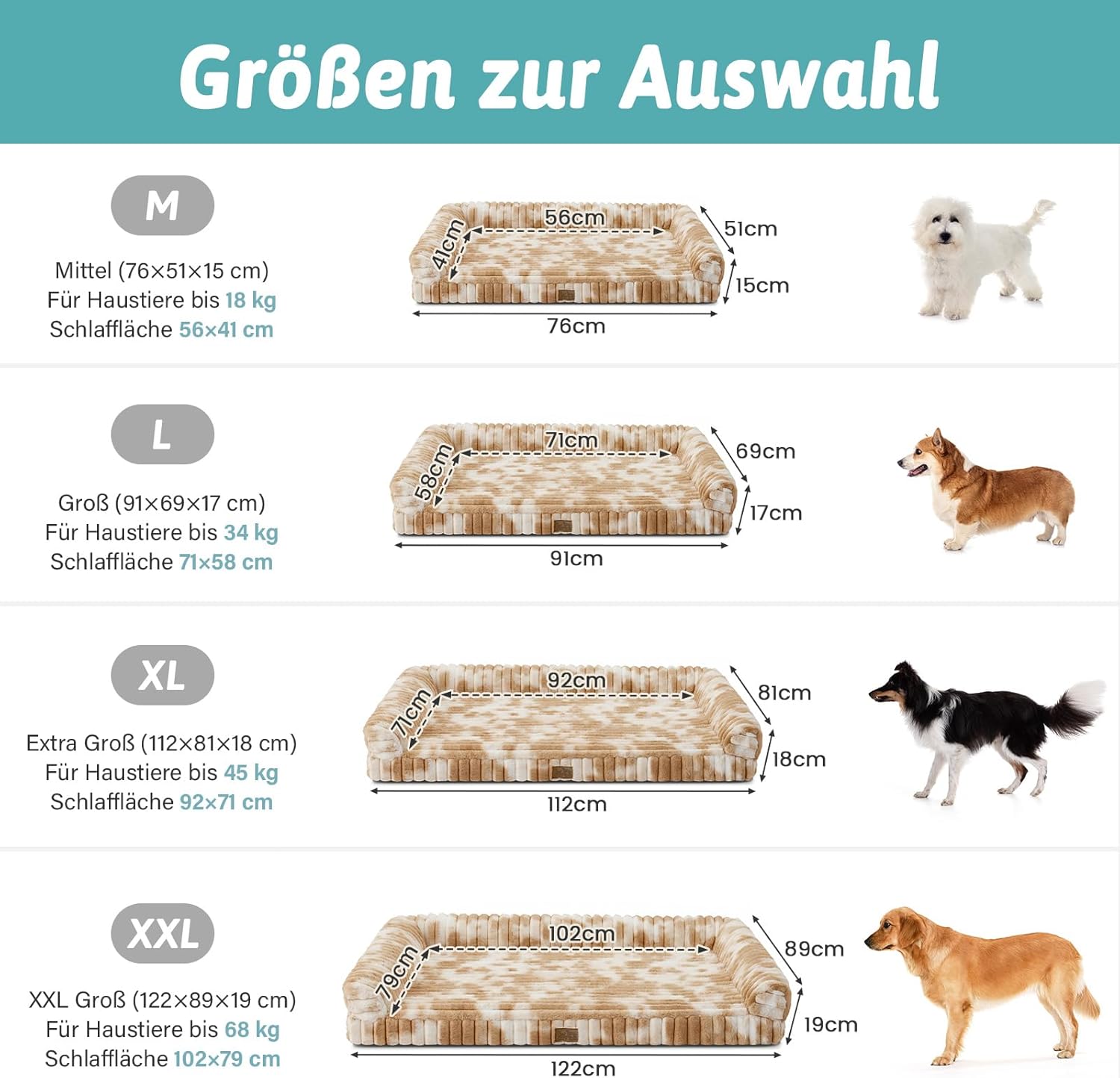 Detalle de COZY KISS Orthopädisches Hundebett für Große Hunde 90x68x15 cm – Komfortables Tierkörbchen mit Kunstfell, rutschfestem Boden und abnehmbarem Überzug